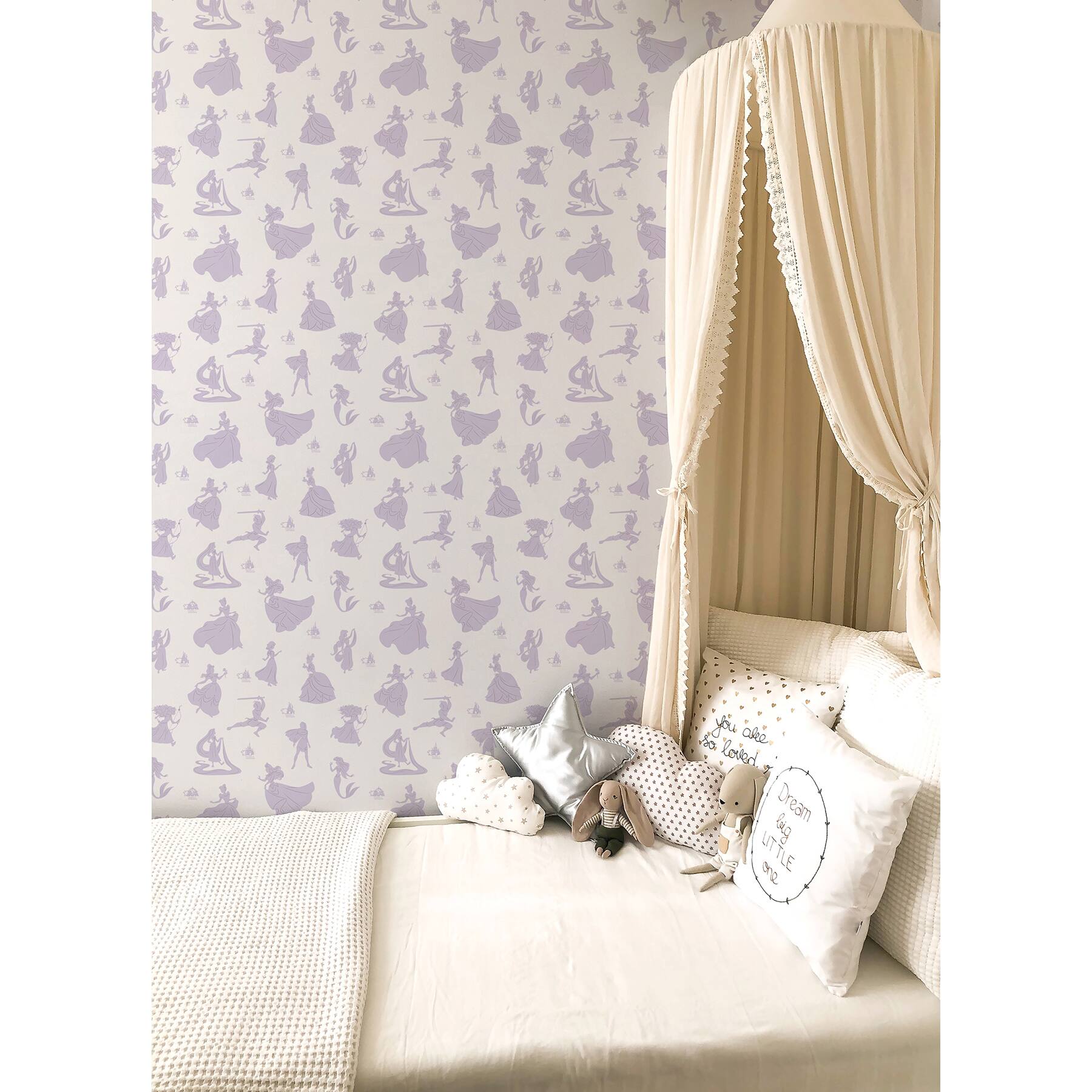 RoomMates Disney&#xA0;100th&#xA0;Anniversary Princesses Purple Peel &#x26; Stick Wallpaper