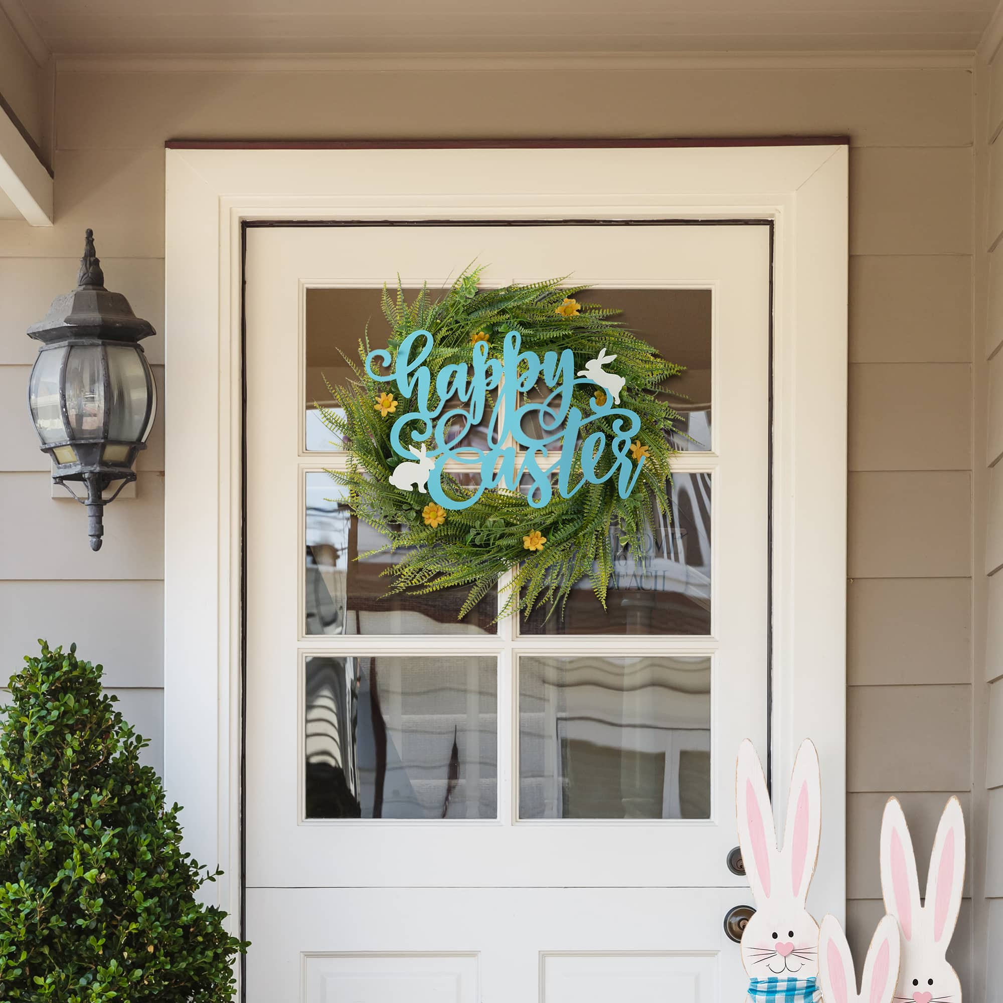 Glitzhome&#xAE; 18&#x22; Easter Metal &#x22;Happy Easter&#x22; Door Hanger