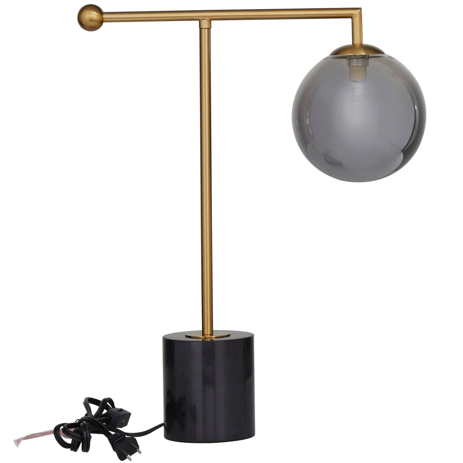 Silver Metal Orb Desk Lamp with Marble Base 6" x 15" x 19"