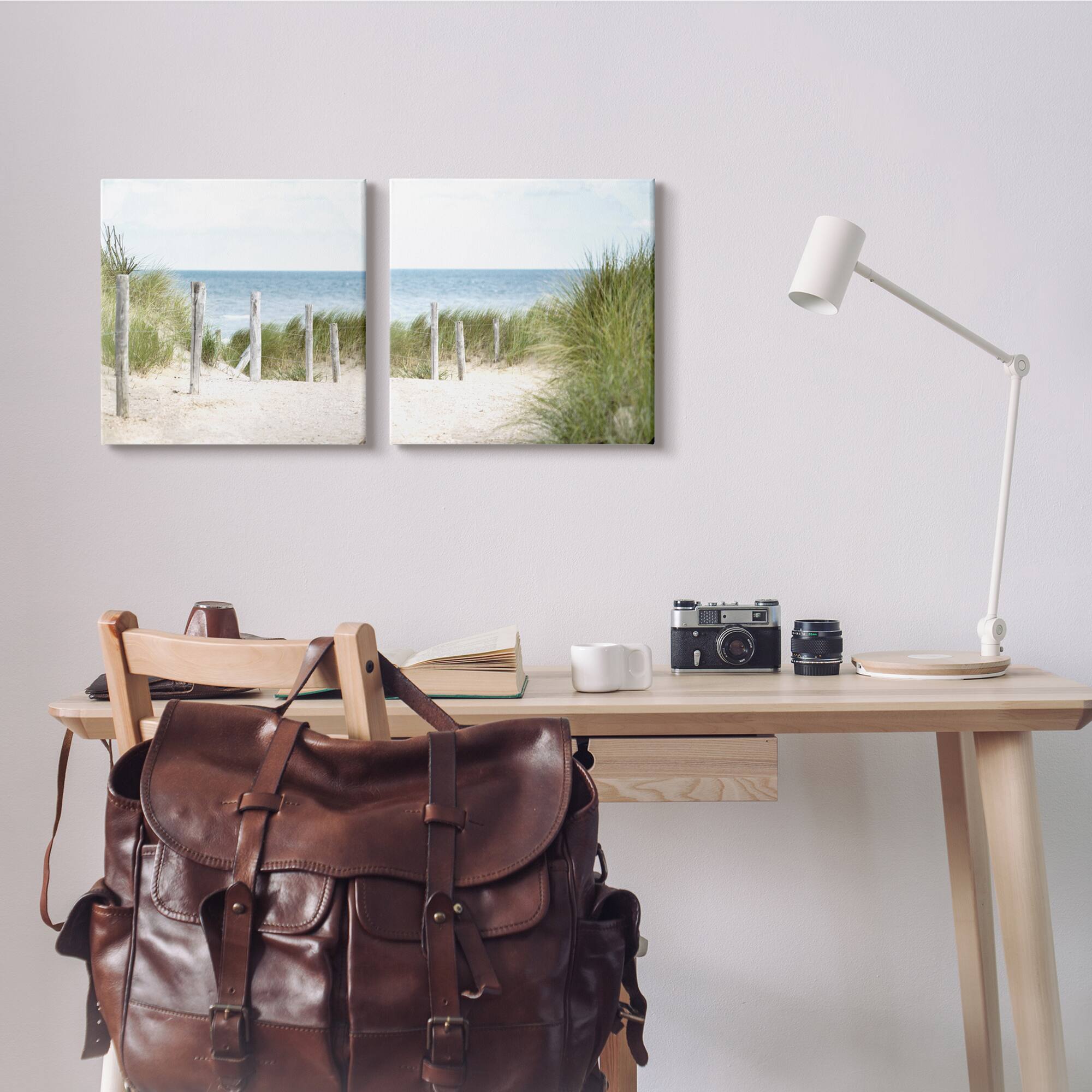 Stupell Industries Calm Coastal Beach Fence Nautical LandscapeCanvas Wall Art