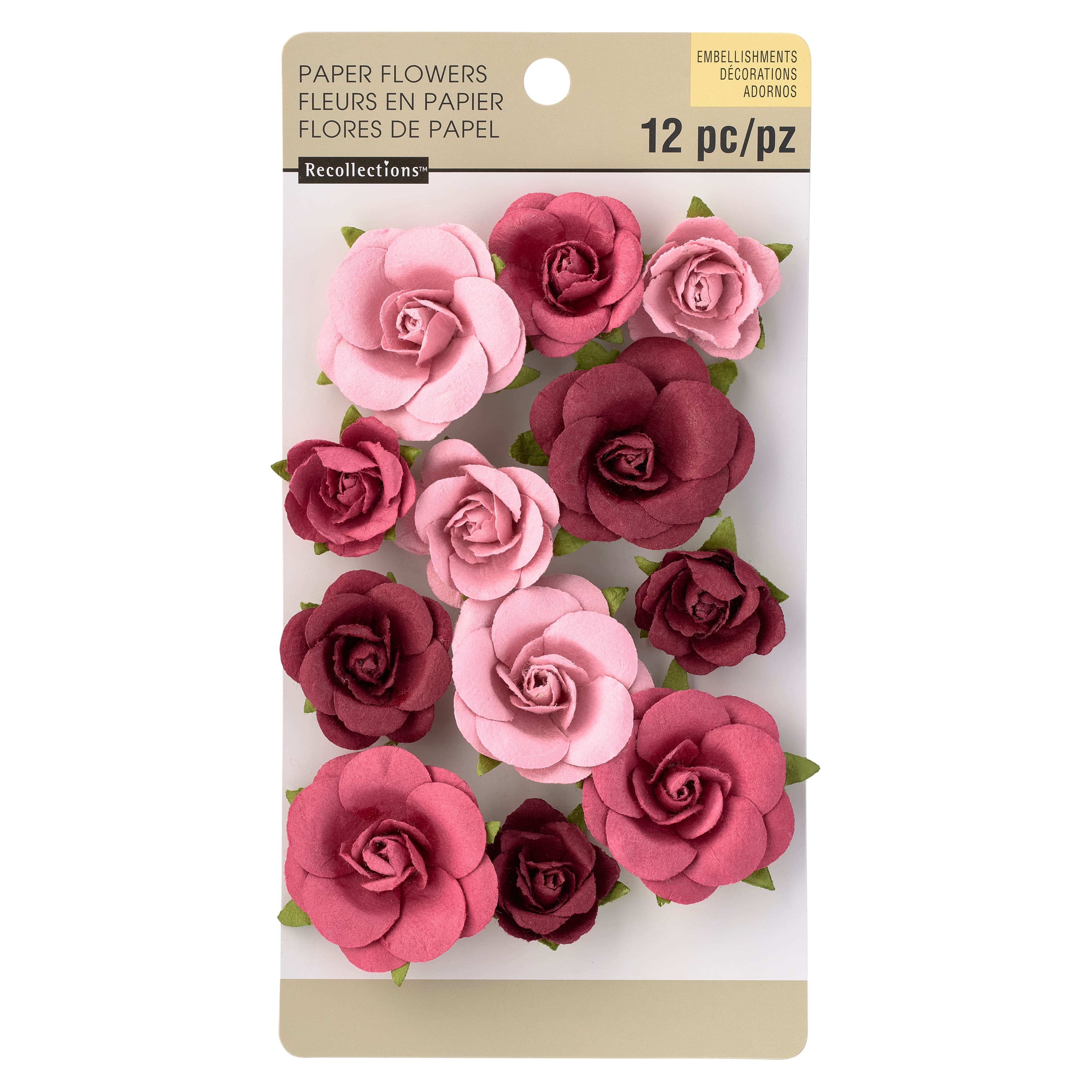 12 Packs: 12 ct. (144 total) Red Sweetwater Paper Flower Embellishments by Recollections&#x2122;