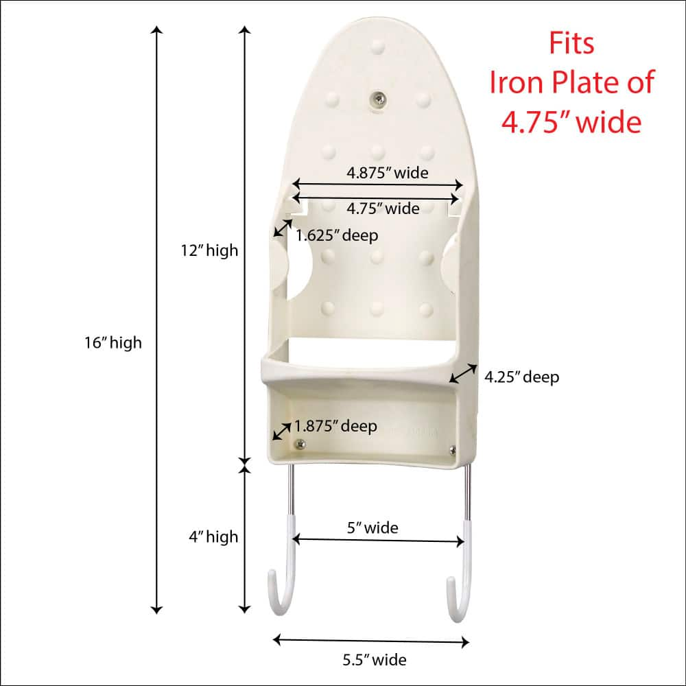 Household Essentials Iron Wall Mount with Attached Ironing Board Hooks