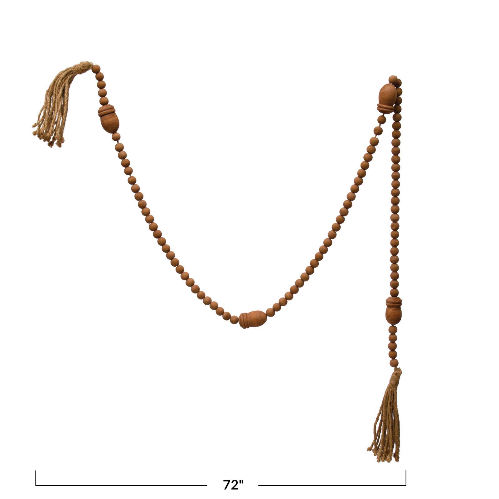Hello Honey&#xAE; 6ft. Wood Beads &#x26; Acorns with Jute Tassels Garland