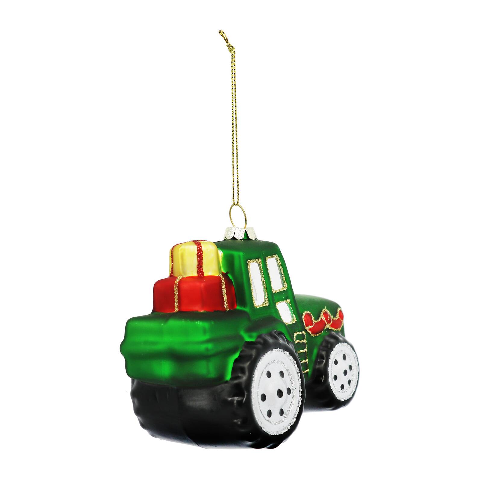 Ornement de tracteur en verre vert de 10,2 cm d&#x27;Ashland