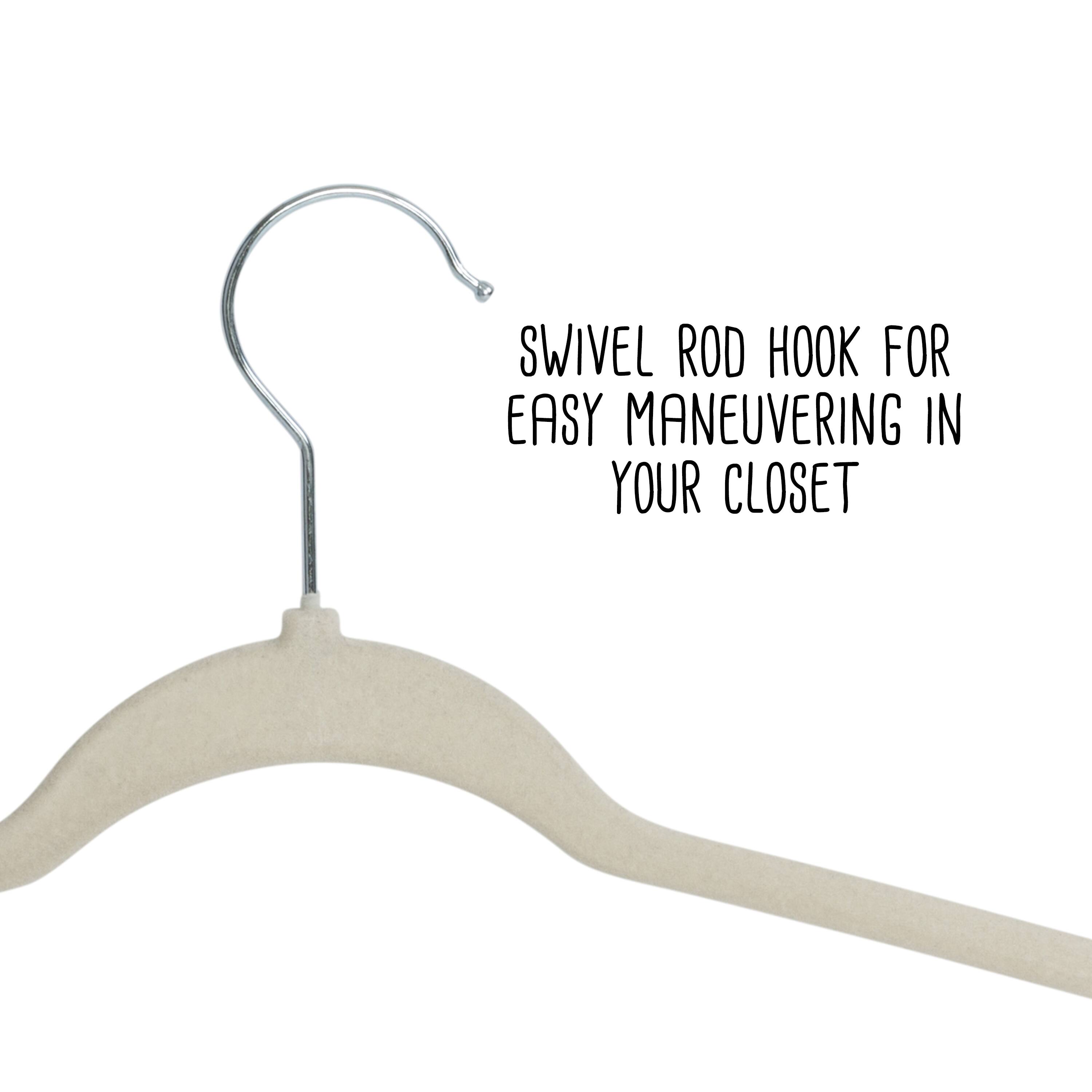 Warm Gray Slim-Profile Non-Slip Velvet Hangers (25-Pack)