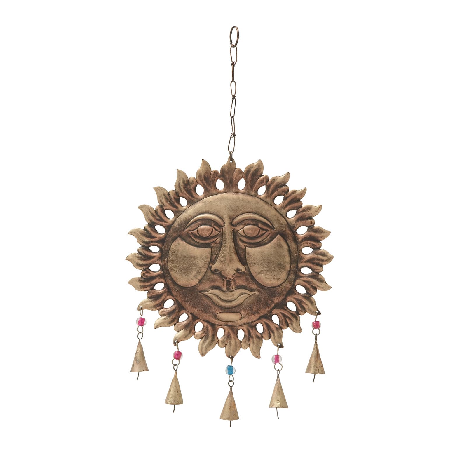 19" Brown Metal Eclectic Sun Wind Chime