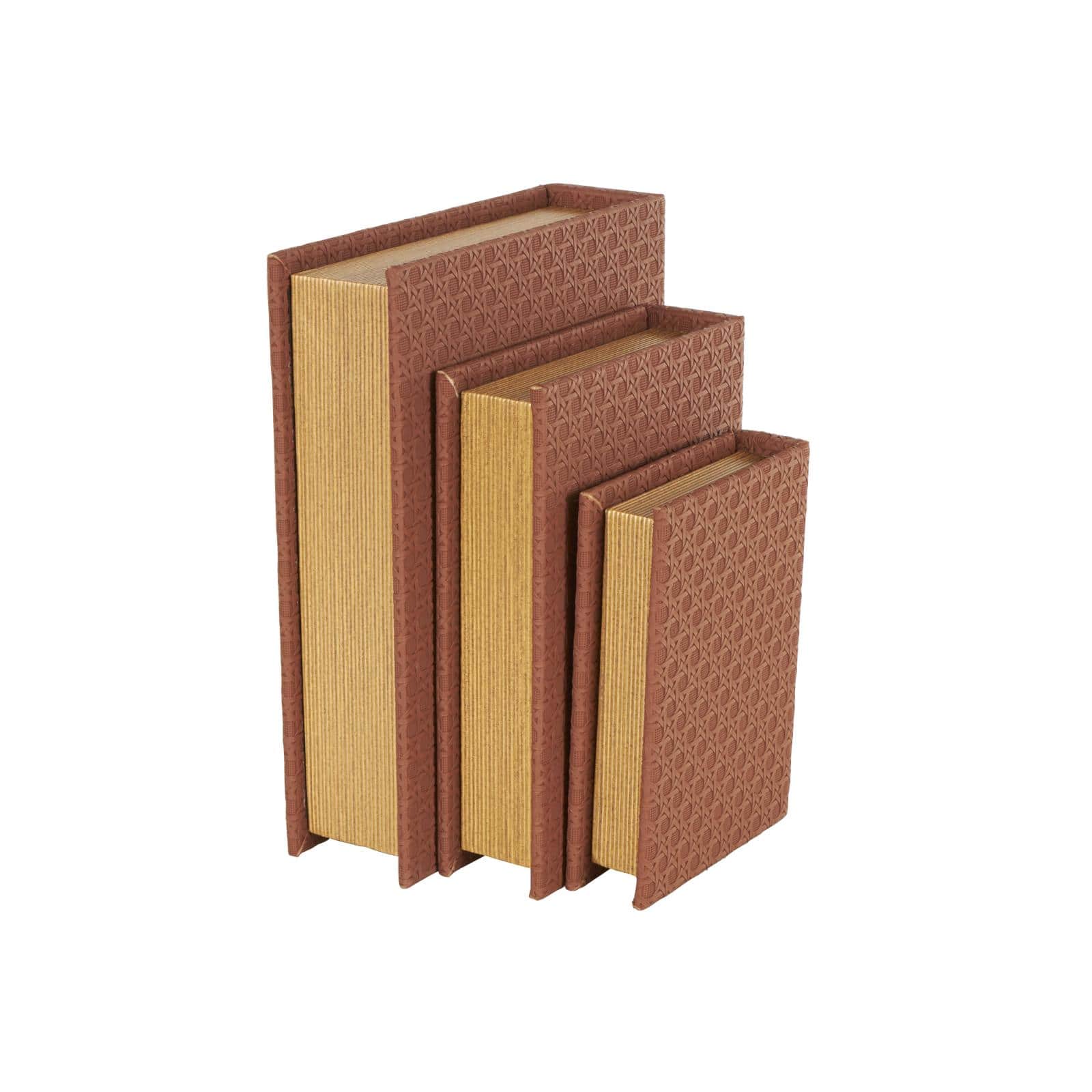 Faux Leather Geometric Woven Grid Book Storage Box Set