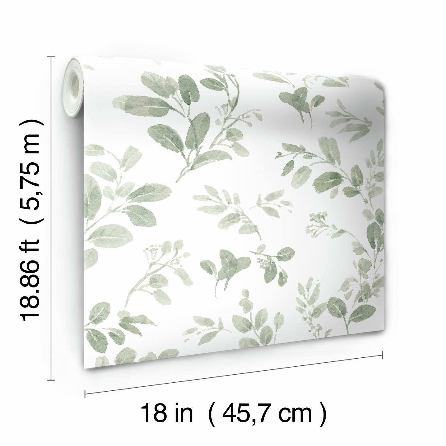 RoomMates Green Dancing Leaves Peel & Stick Wallpaper