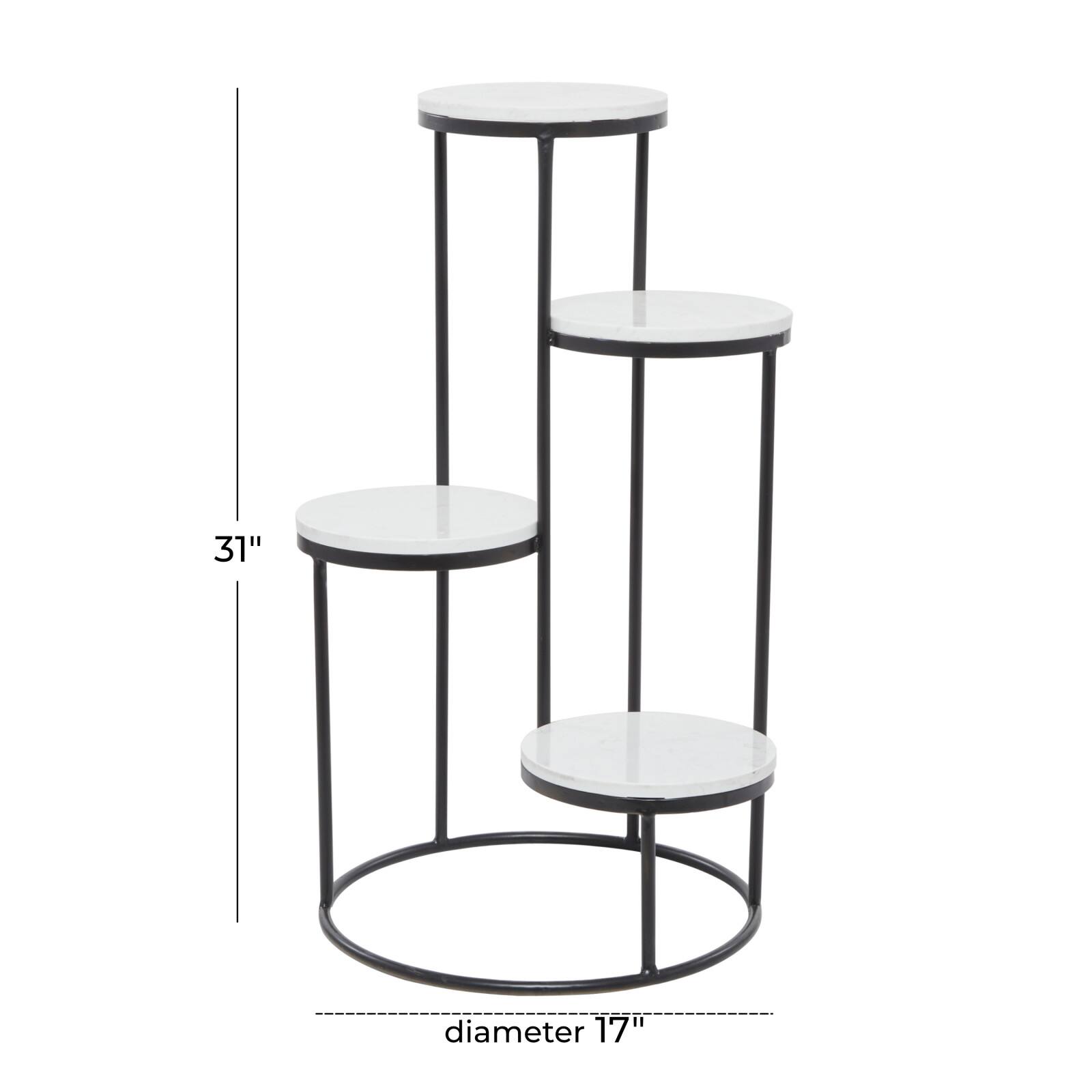 White Iron Modern Plantstand, 31&#x22; x 17&#x22; x 17&#x22;