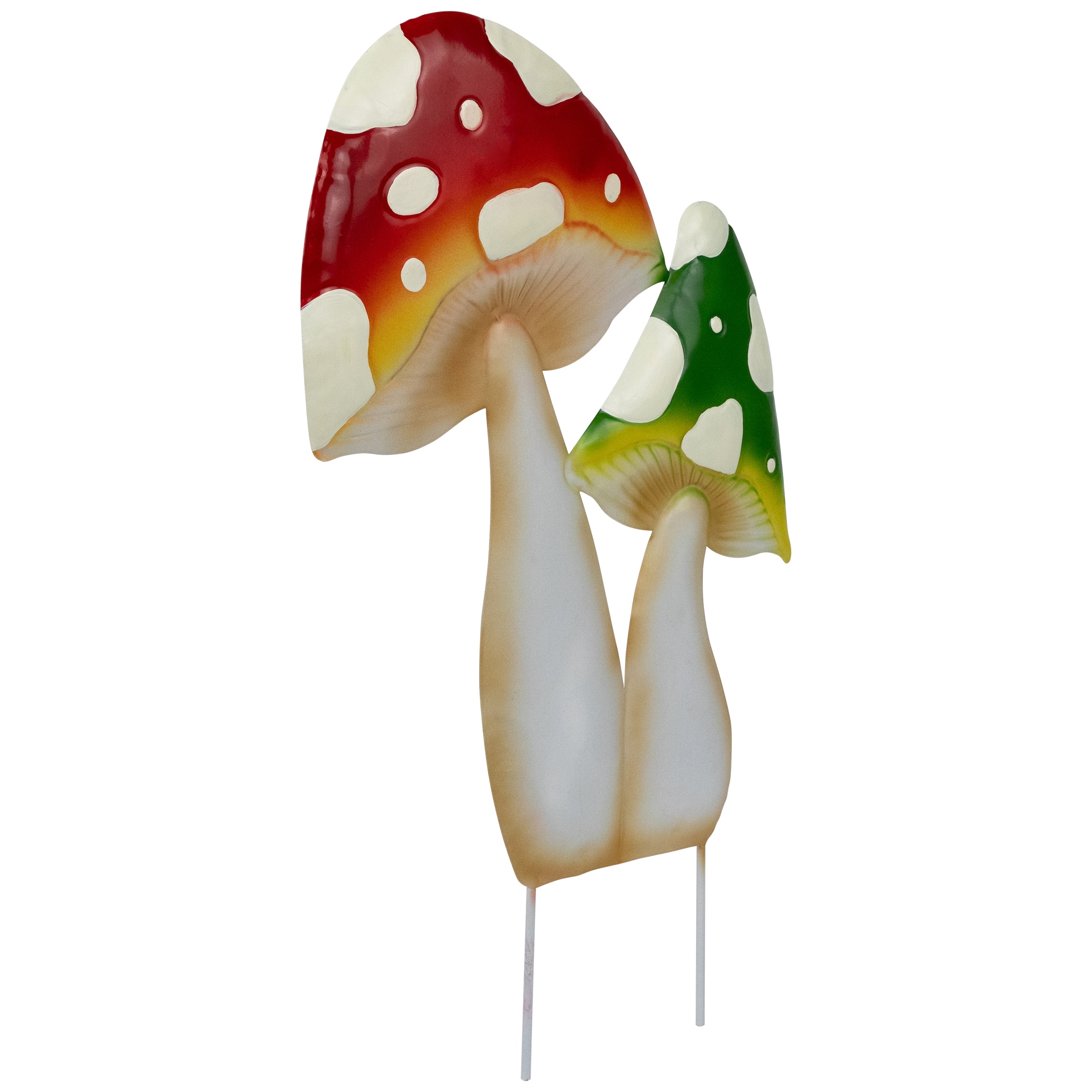 16" Red & Green Double Mushrooms Outdoor Garden Stake