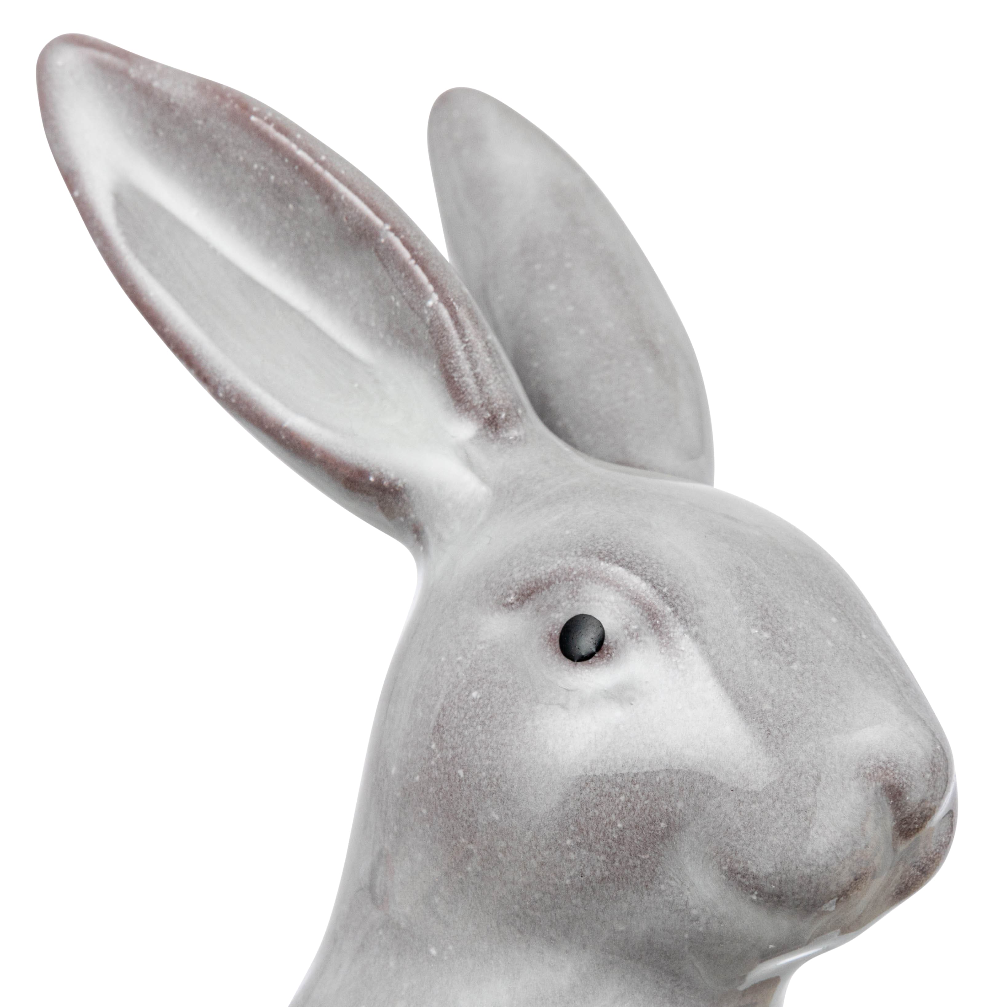 Hello Honey® 8" White Stoneware Rabbit Figurine with Flower Shaped Bowl