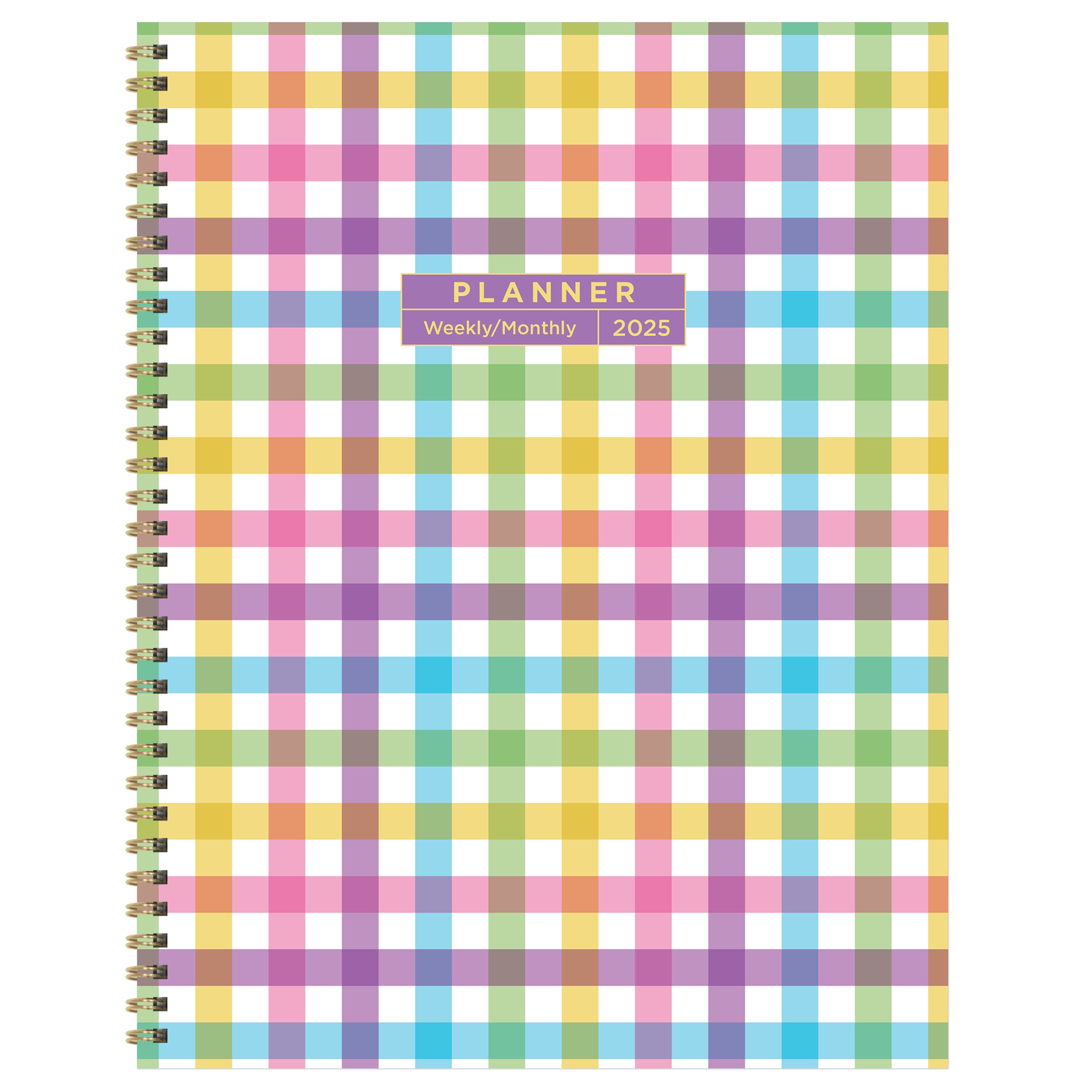 TF Publishing 2025 Large Madras Plaid Weekly Monthly Spiral Planner