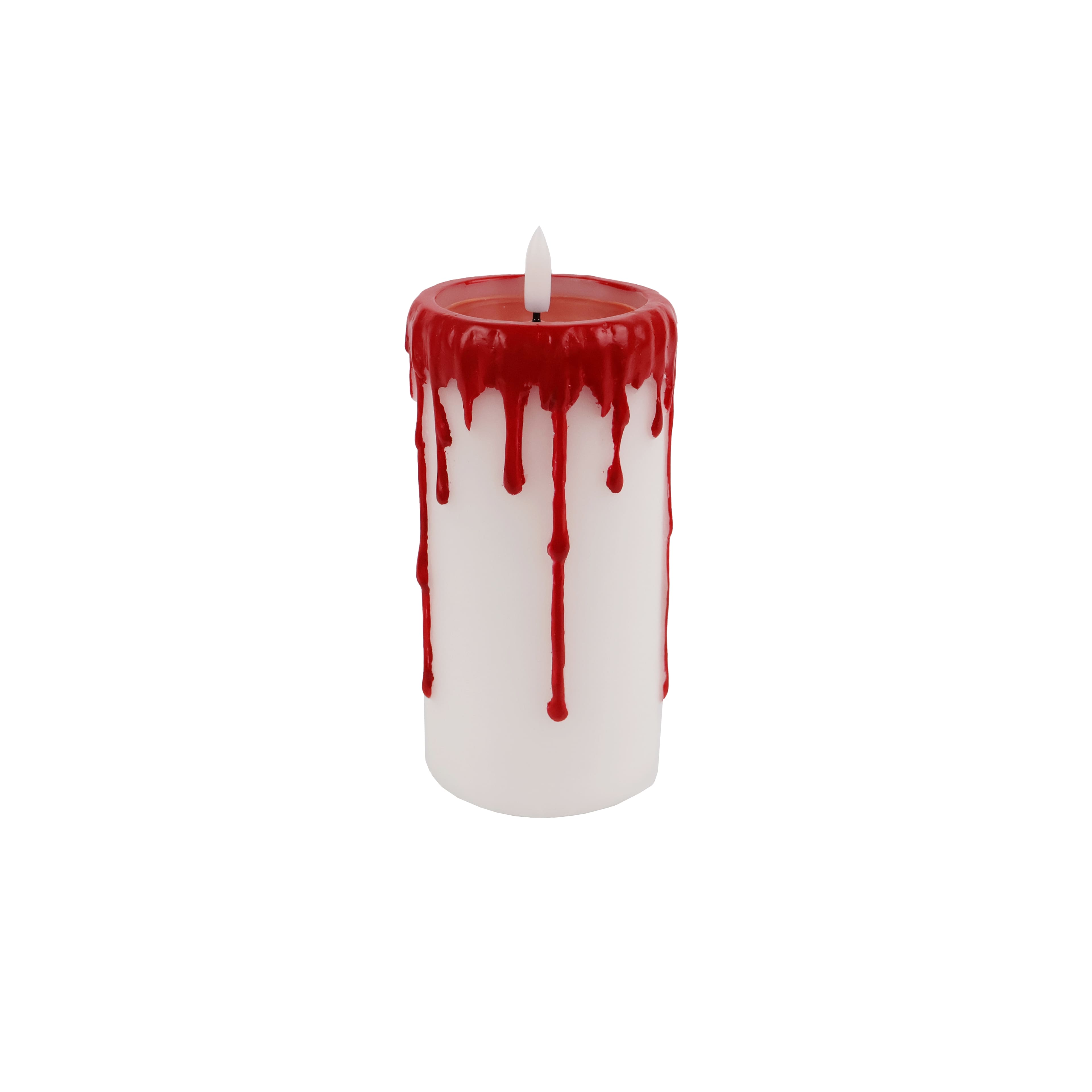 6&#x22; Red &#x26; White Dripping LED Wax Pillar Candle by Ashland&#xAE;