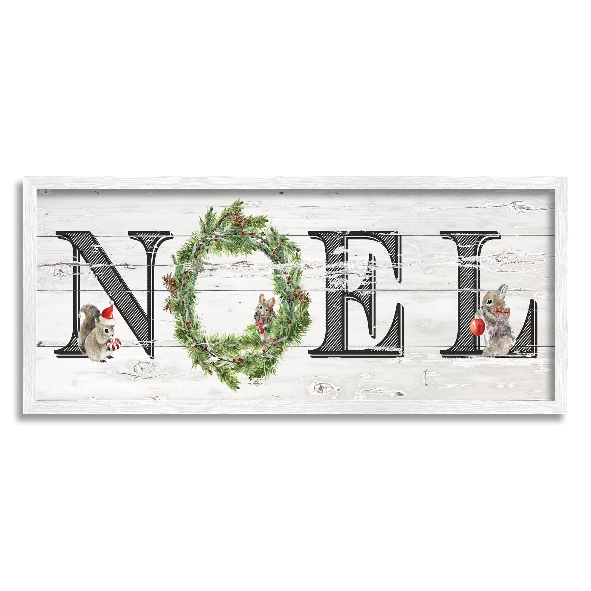 Stupell Industries Woodland Animal Noel Sign Framed Giclee Art