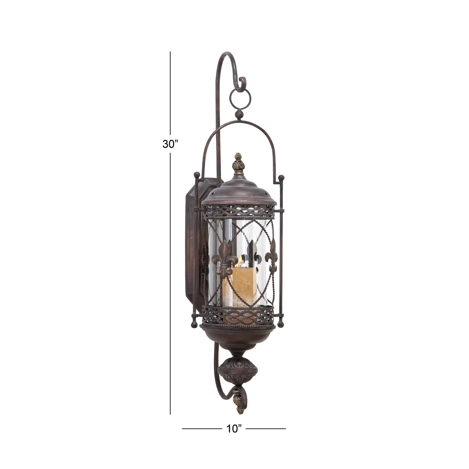 30&#x22; Brown Glass Traditional Candle Wall Sconce