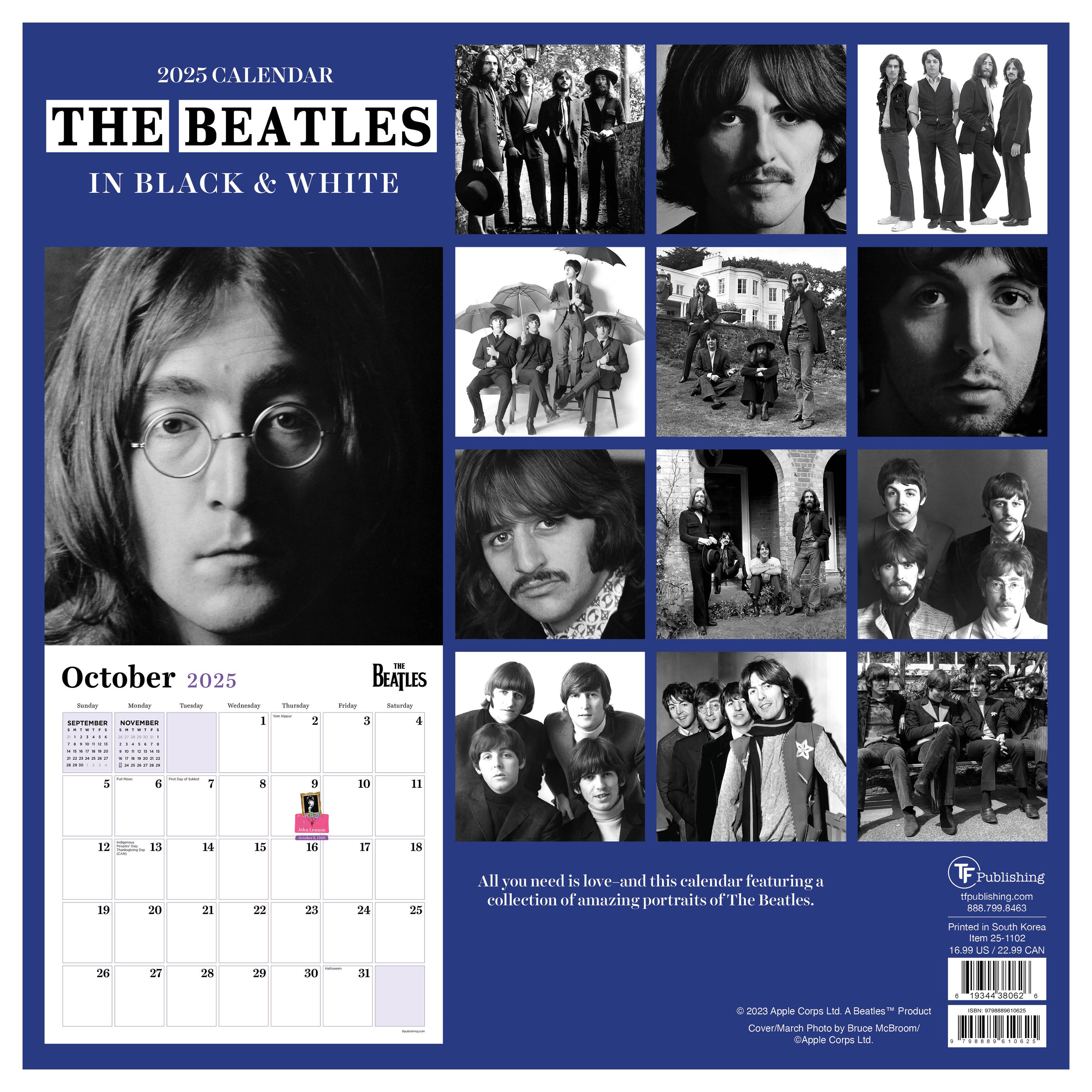 TF Publishing 2025 The Beatles: British Invasion Wall Calendar