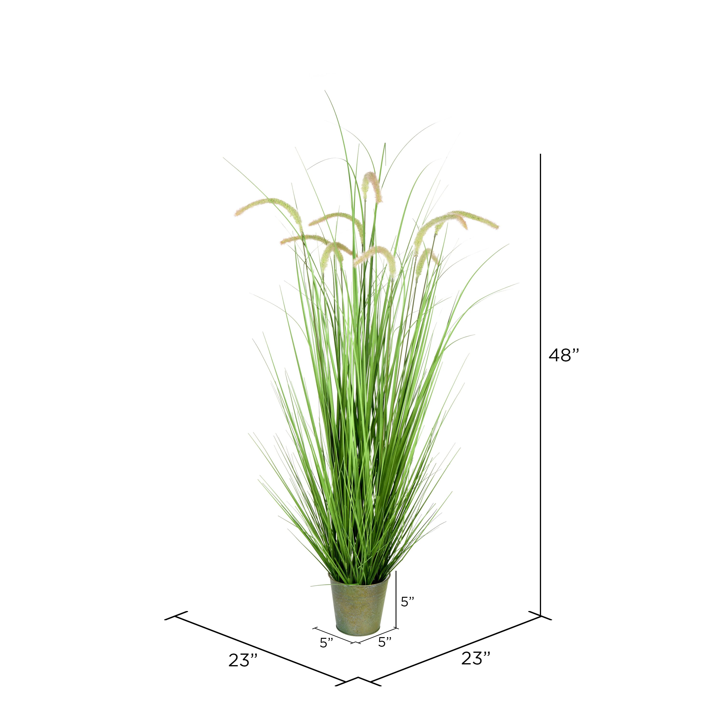 4ft. Artificial Green Grass & Cattails in Iron Pot