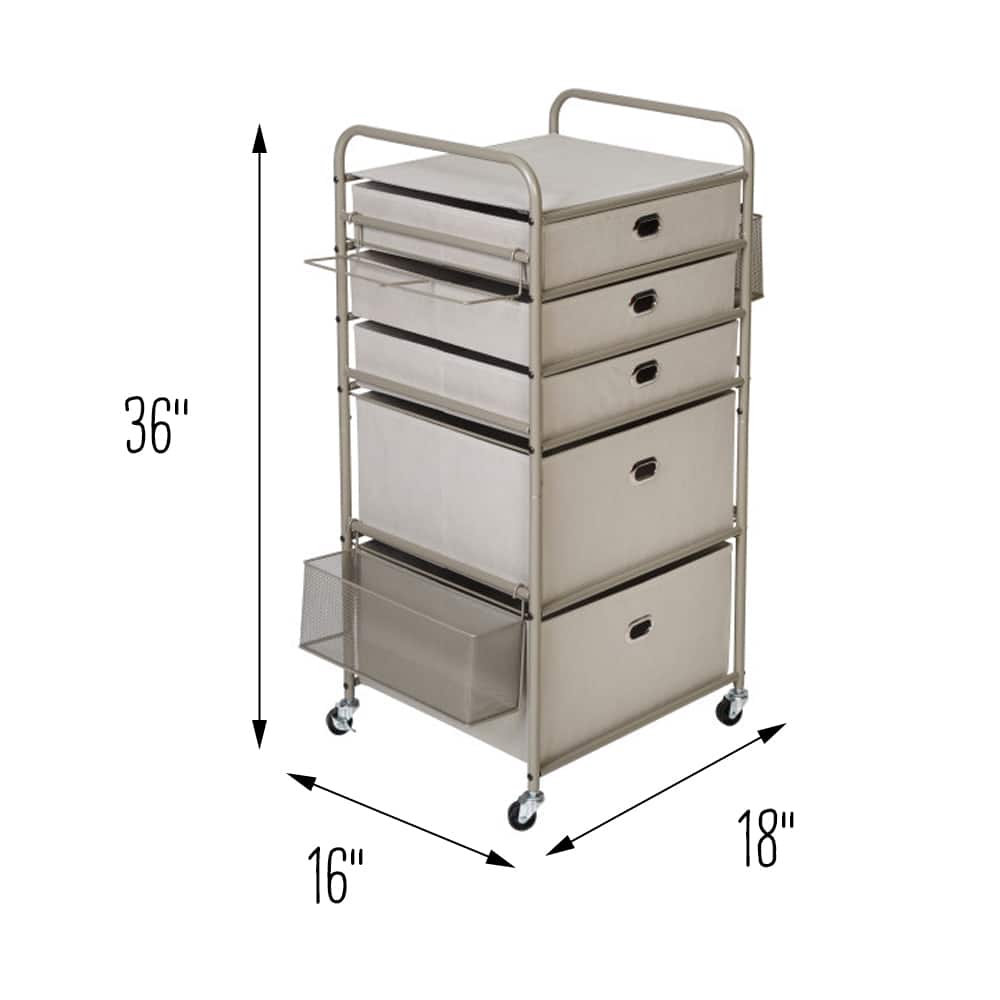 Honey Can Do Taupe Wrapping Paper Storage Cart with Wheels