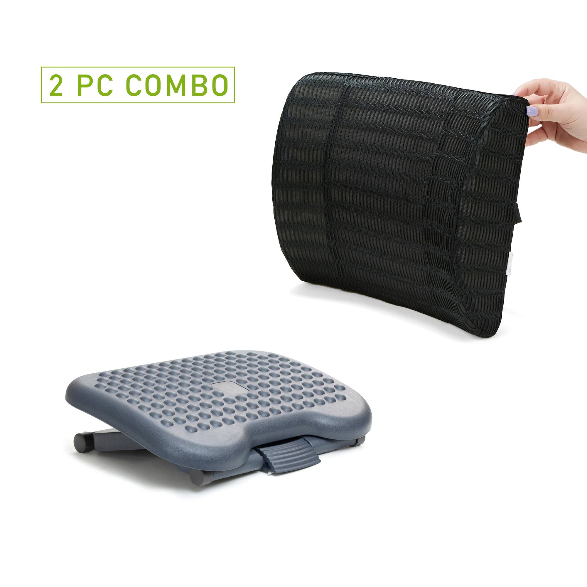 Mind Reader Black Lumbar Support Back Cushion &#x26; Foot Rest Set