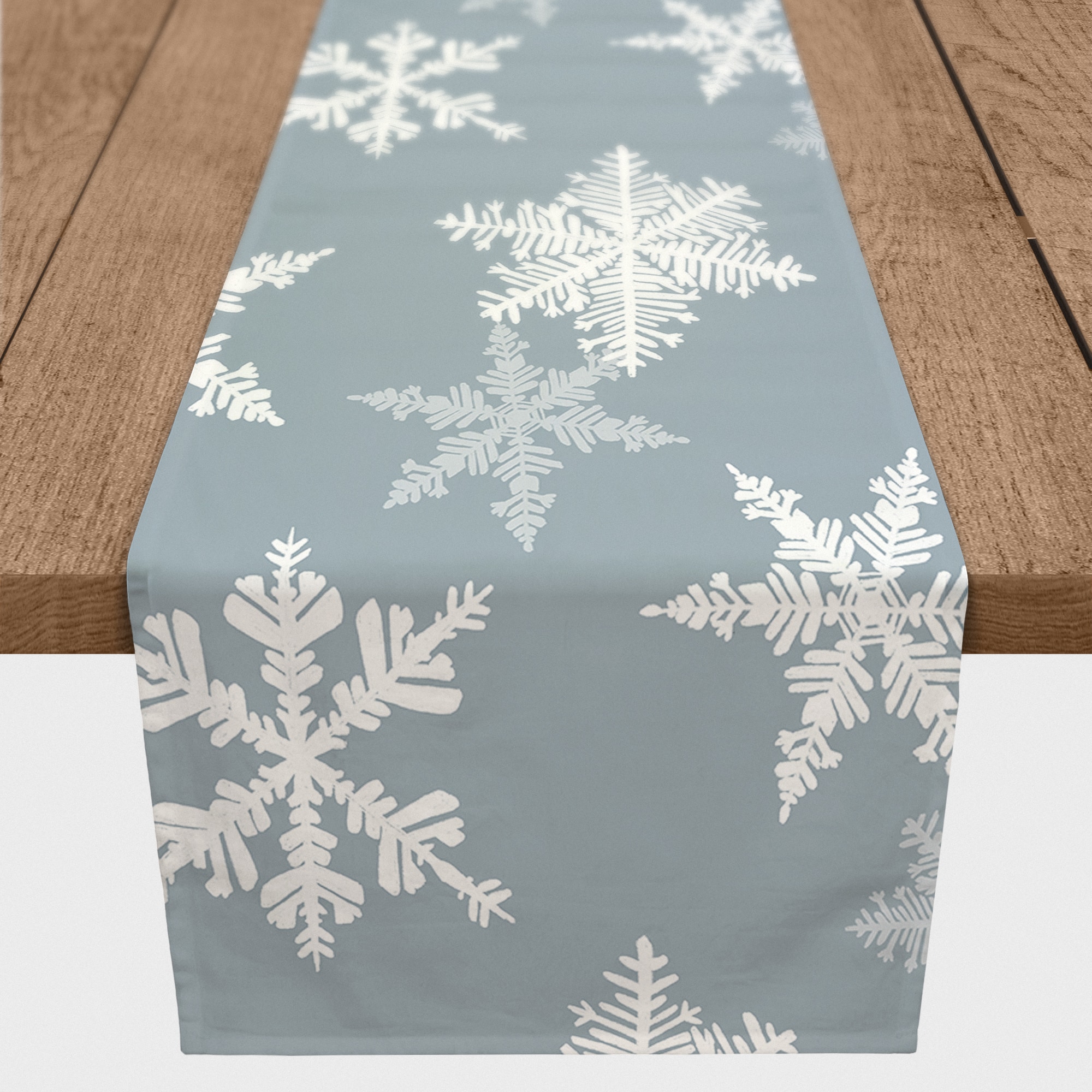 Blue Snowflake Pattern 16" x 72" Cotton Twill Runner