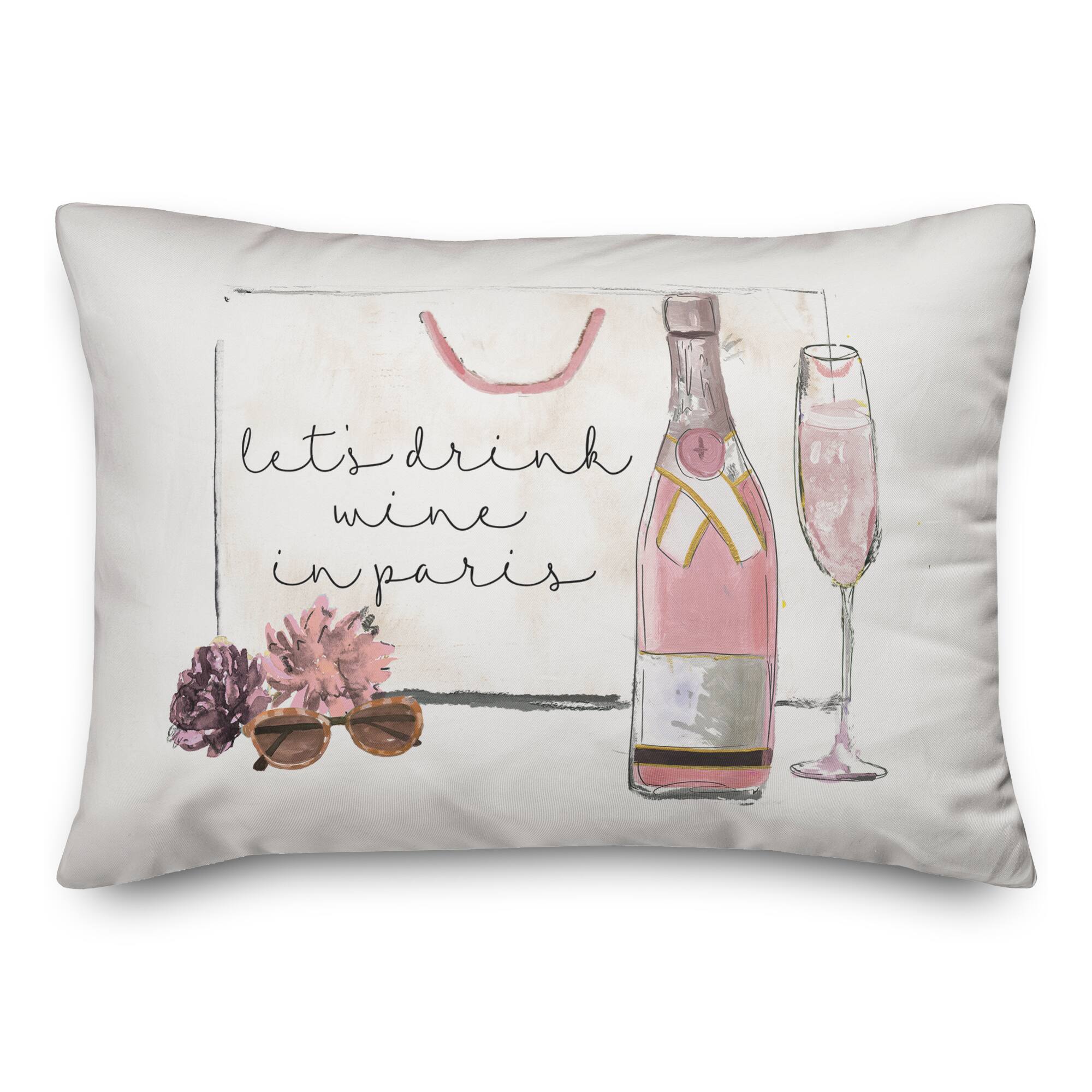 Drink Wine In Paris 14" x 20" Throw Pillow