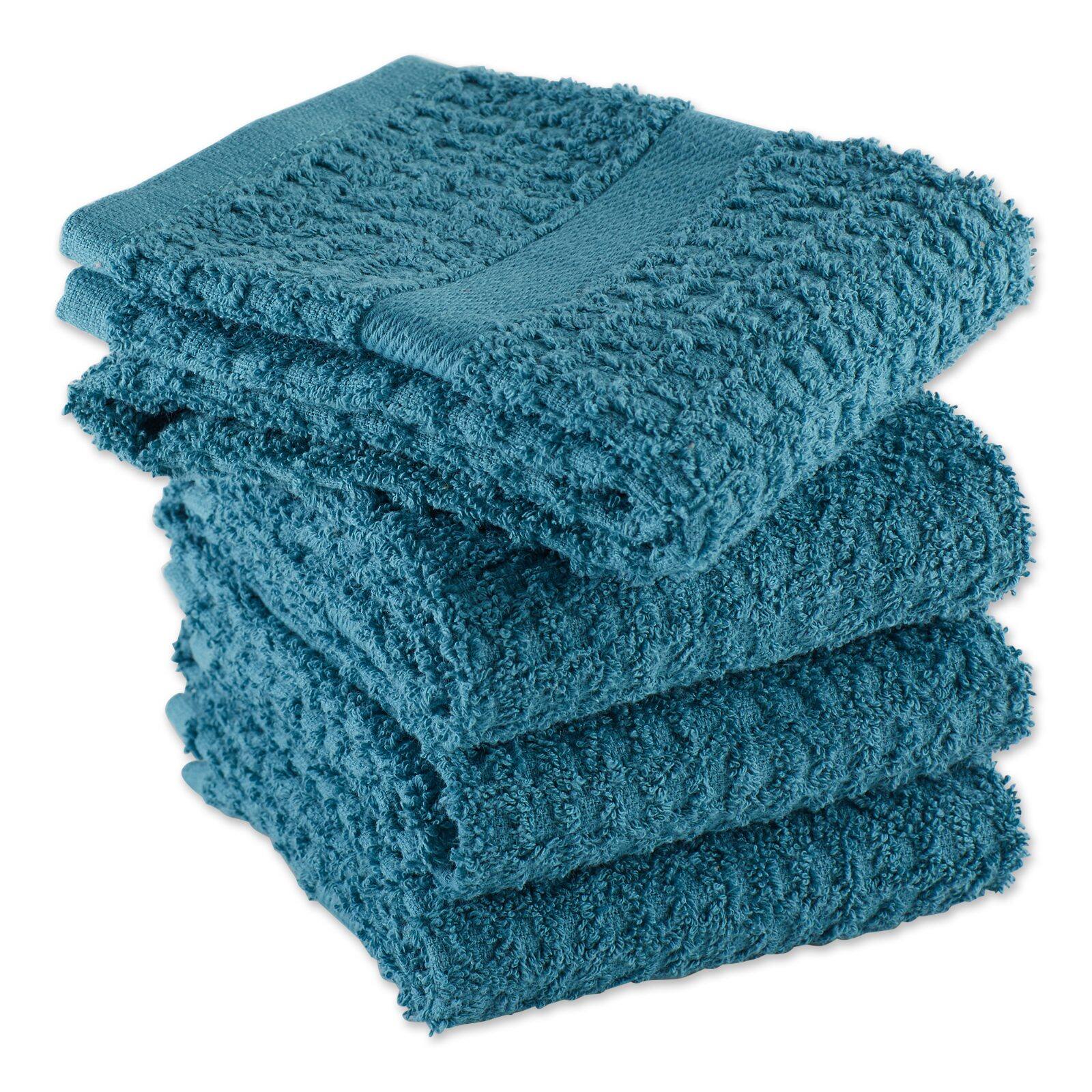 DII&#xAE; Solid Storm Blue Waffle Terry Dishtowel, 4ct.