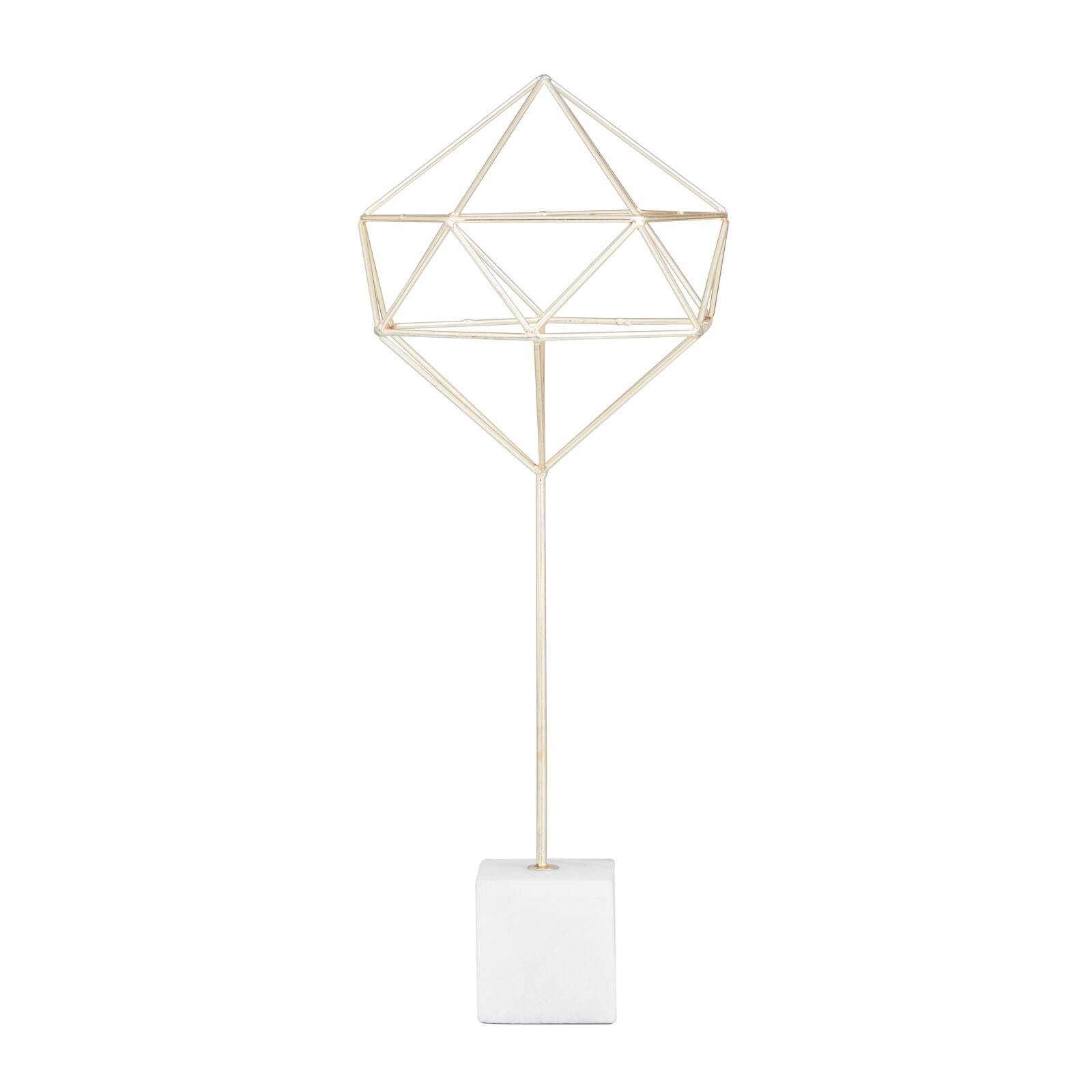 CosmoLiving by Cosmopolitan Gold Marble Contemporary Sculpture, 22" x 9" x 9"