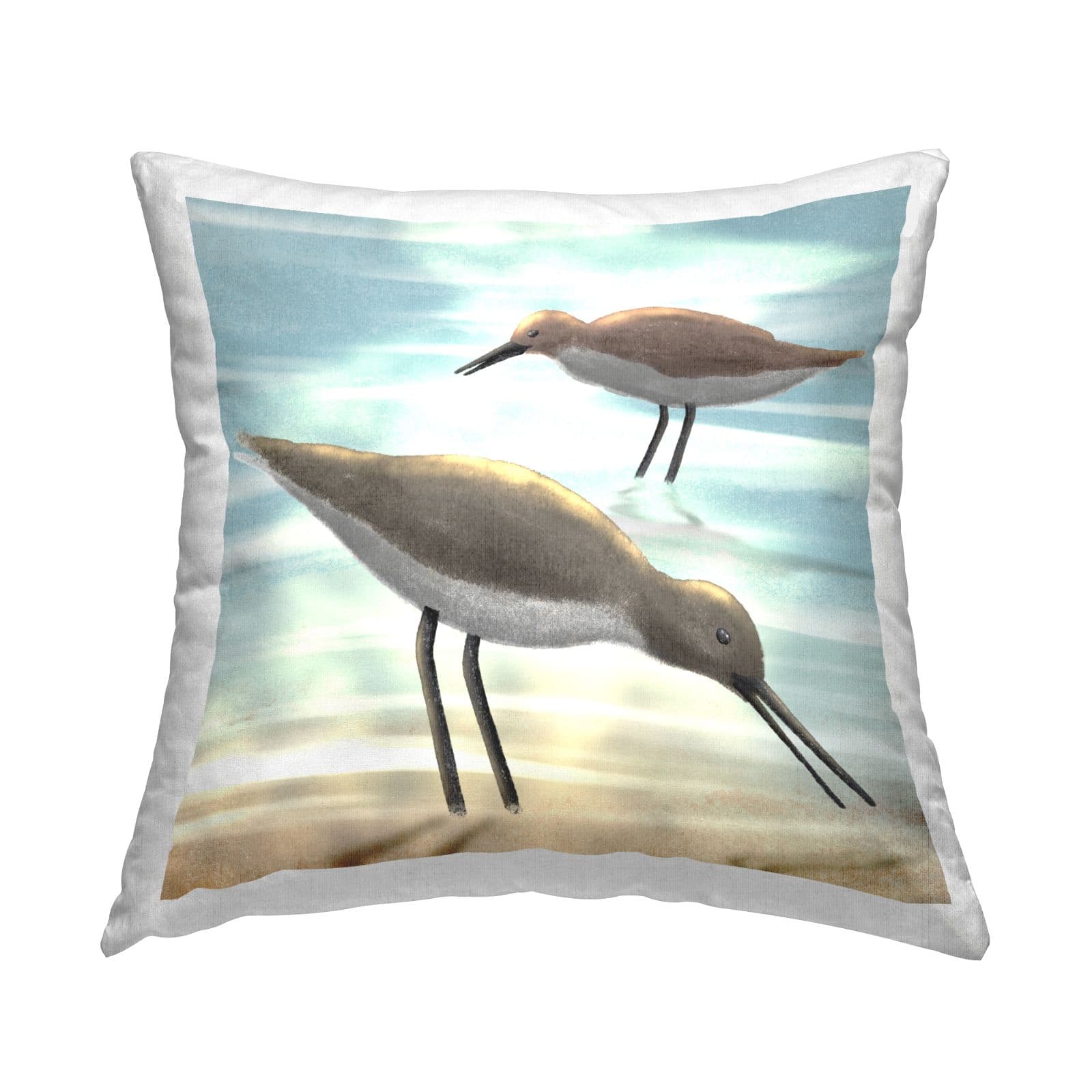 Stupell Industries Two Sandpiper Birds Coastal Beach Shore Throw Pillow, 18" x 18"