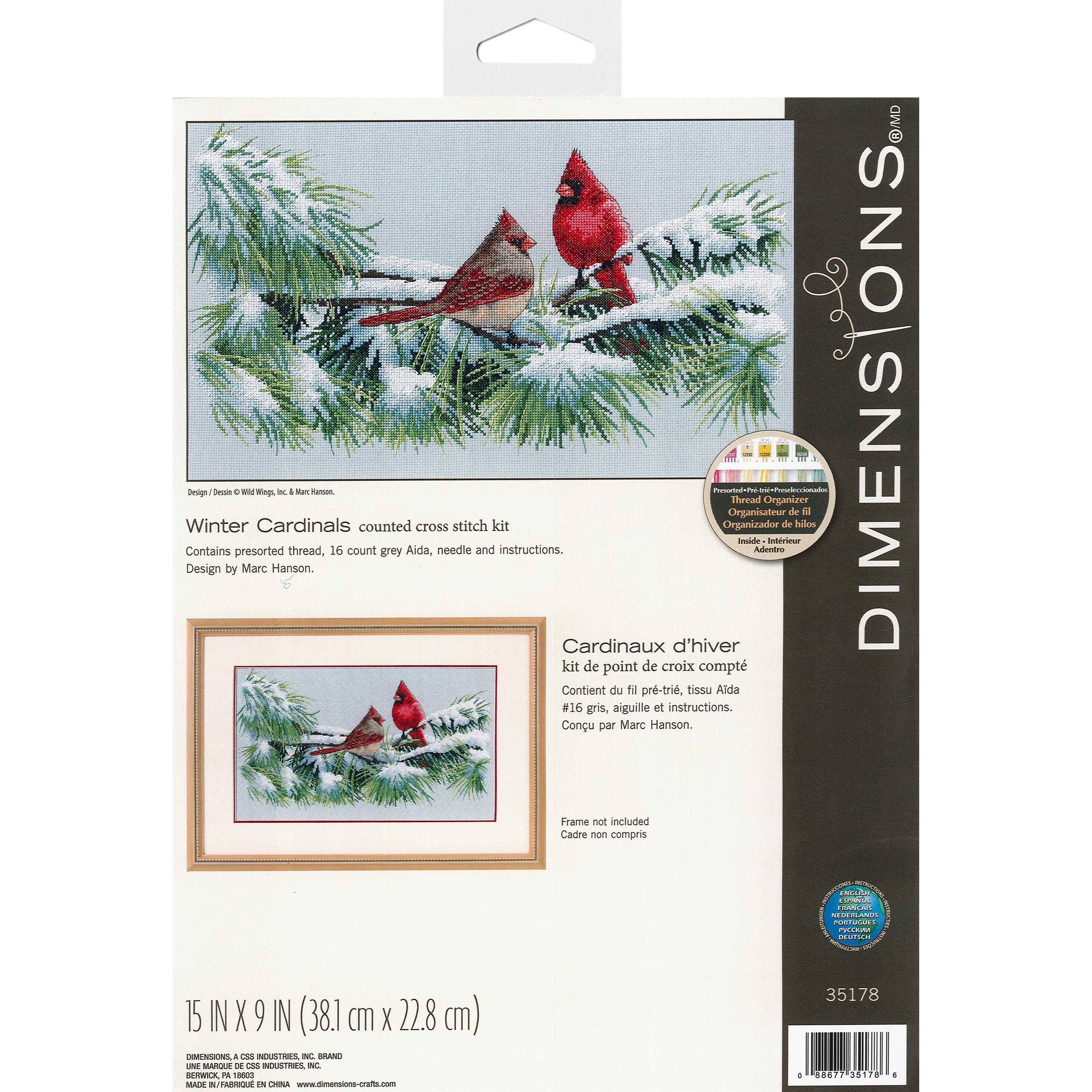 Dimensions Winter Cardinals Counted Cross Stitch Kit