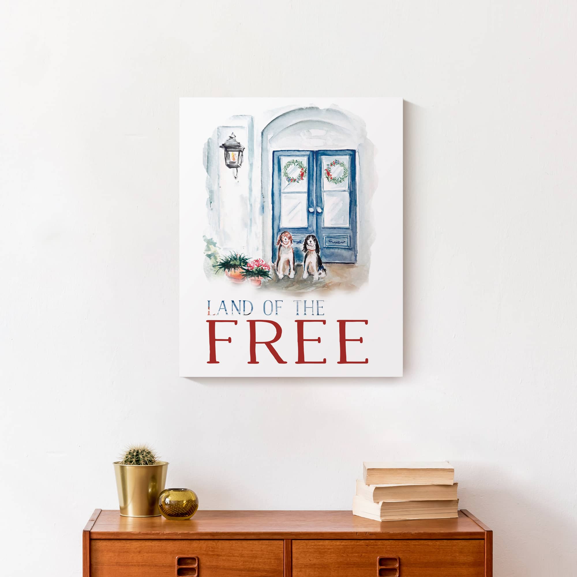 Dogs On A Porch Canvas Wall Art