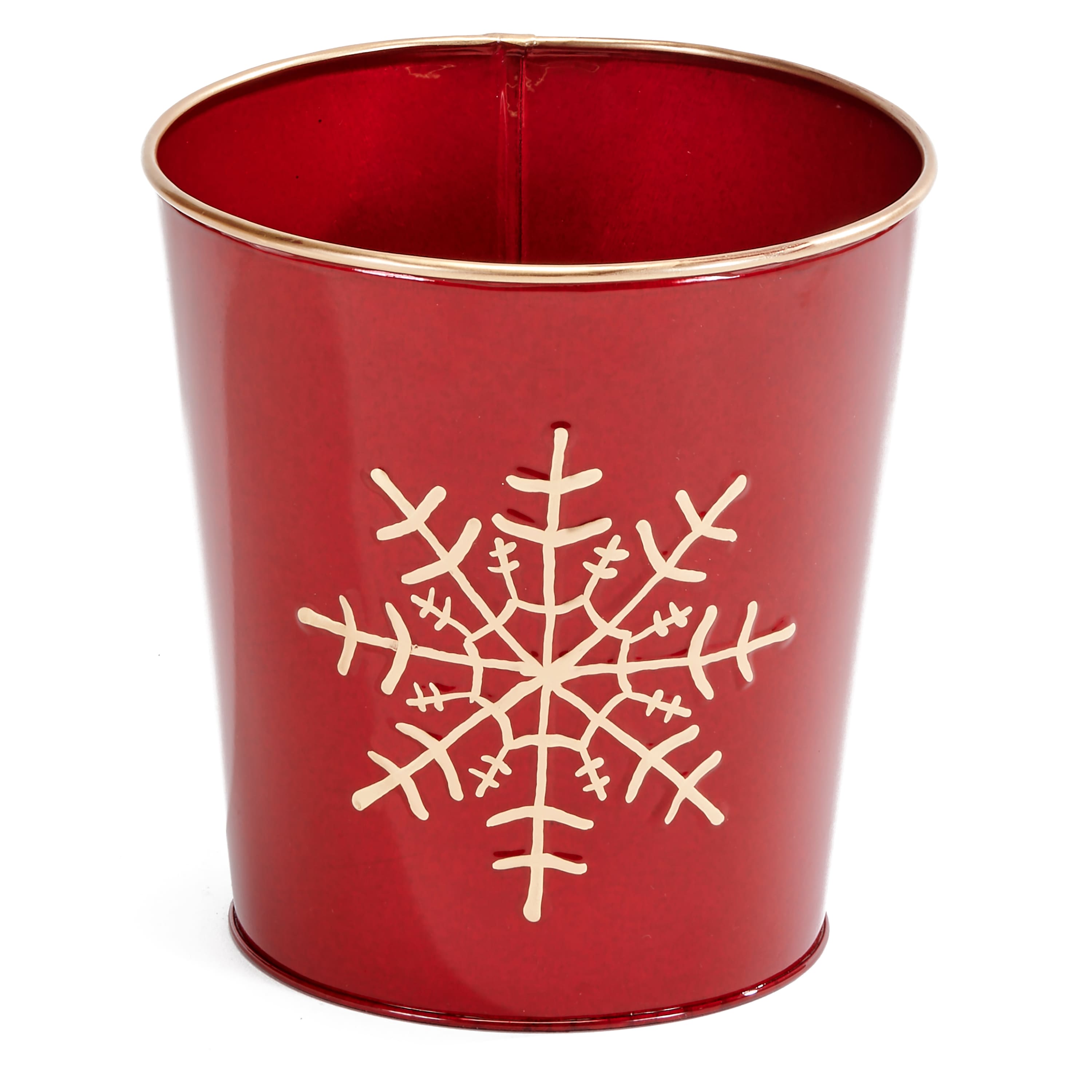 Red & Gold Snowflake Christmas Planter Buckets, 2ct.