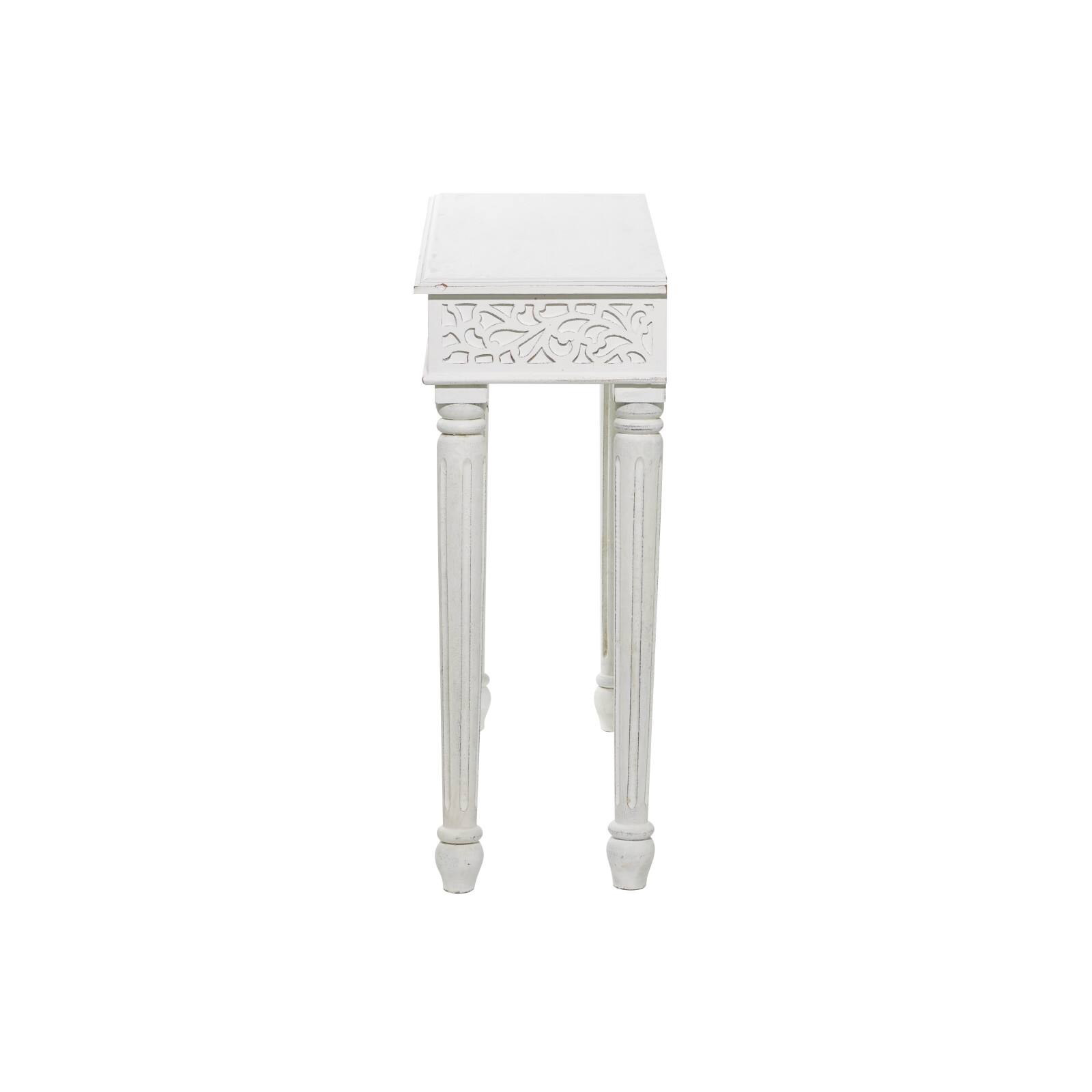 White Farmhouse Mango Wood Console Table, 30&#x22; x 36&#x22;
