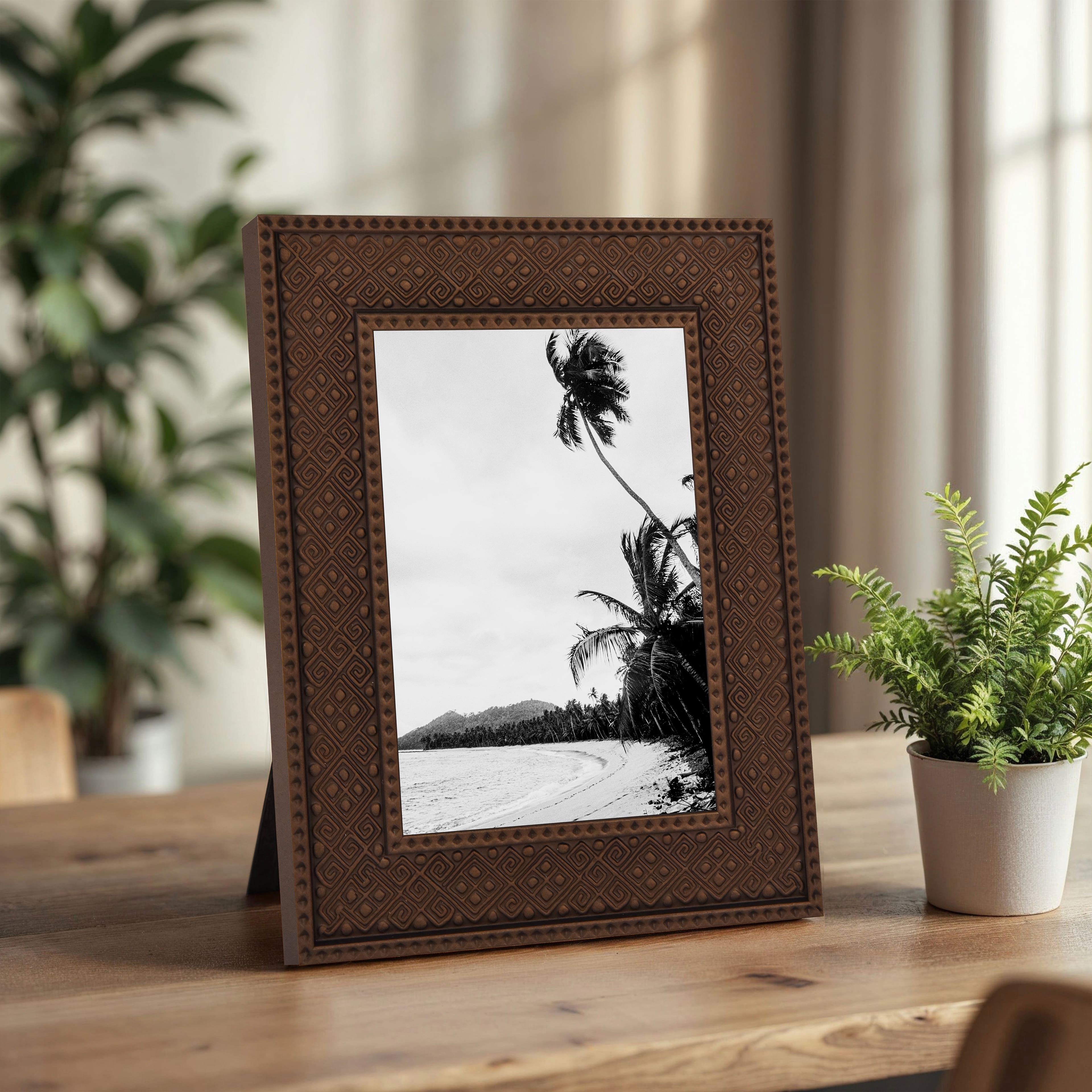 5&#x22; x 7&#x22; Dark Faux Wood Carved Tabletop Frame by Studio D&#xE9;cor&#xAE; Treasured Finds