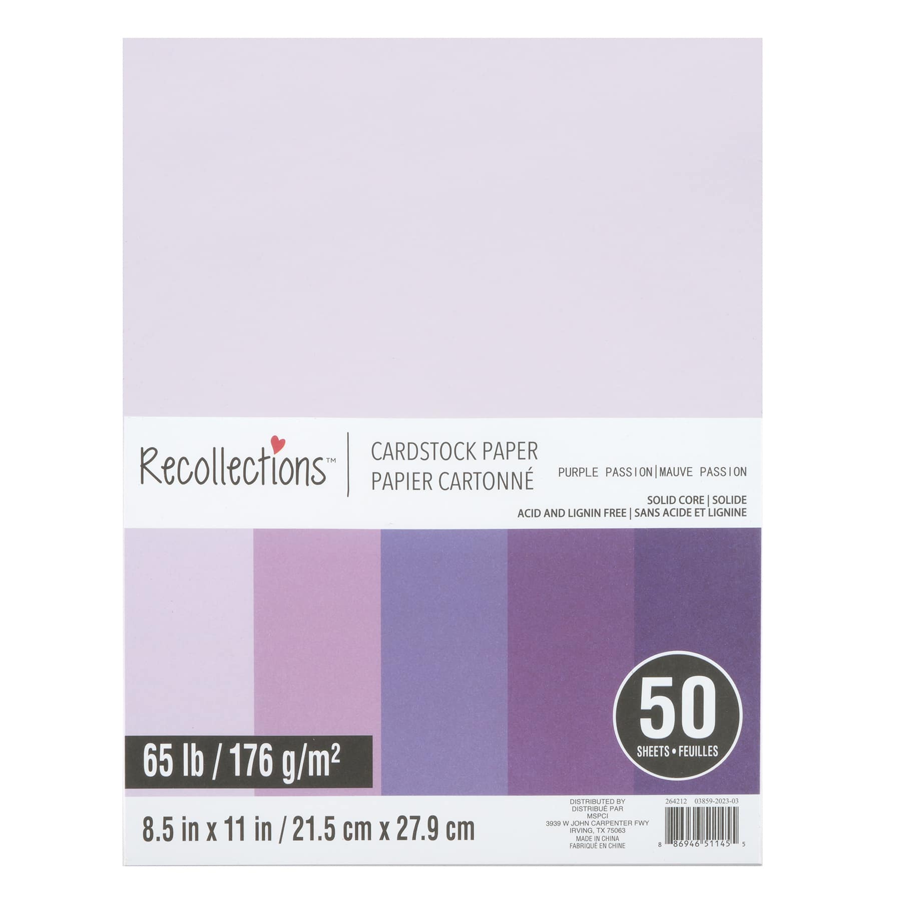 Cascata Lilac Card Stock - 8 1/2 x 11 in 80 lb Cover Felt 25 per Package
