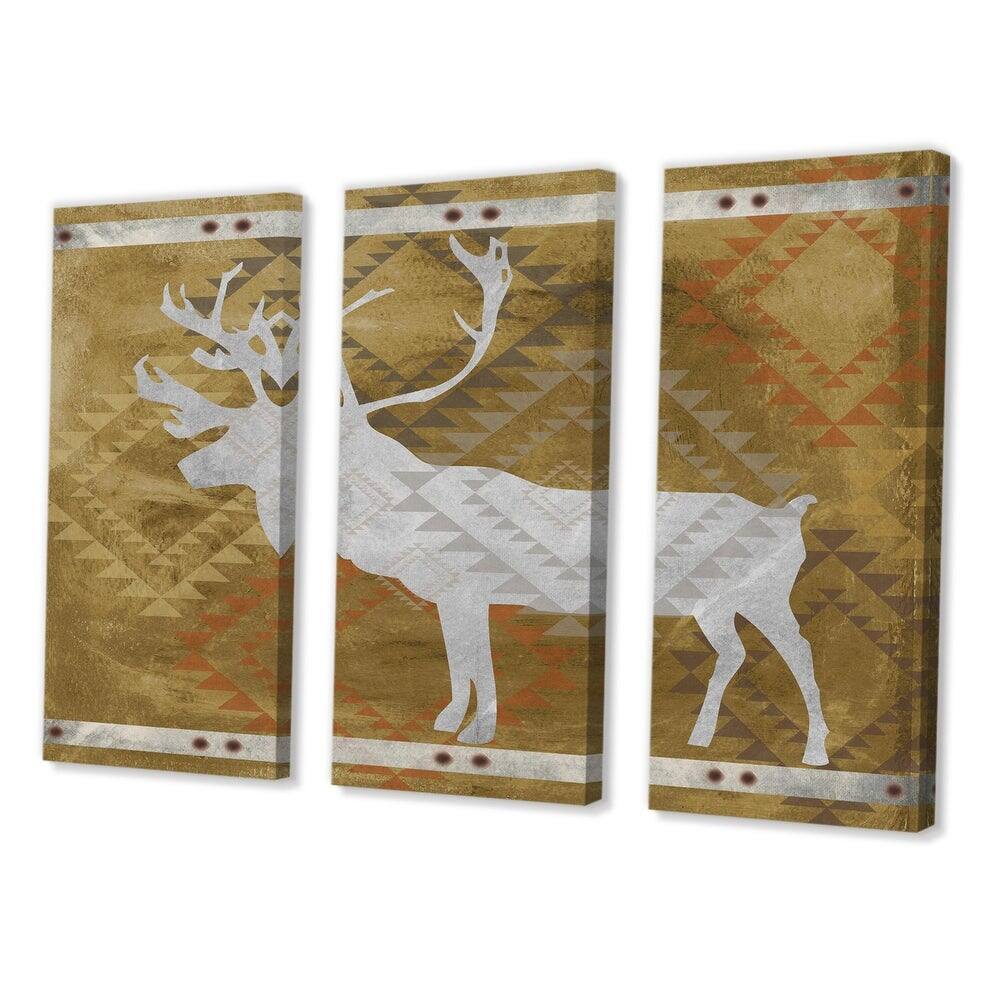Designart Patterned Walking White Moose Traditional Multipanel Wall Clock
