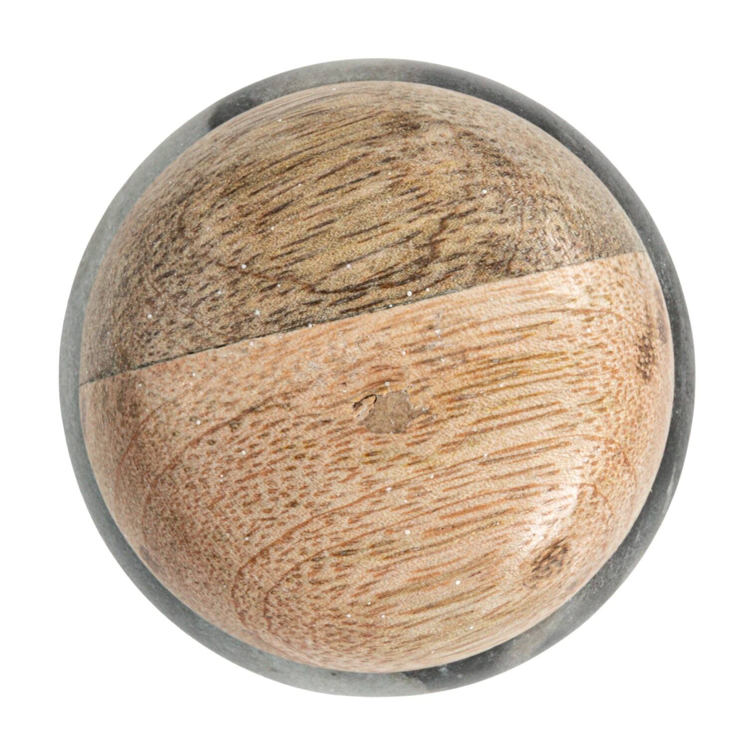 Hello Honey&#xAE; 3.25&#x22; Gray Marble &#x26; Mango Wood Pinch Pot with Lid