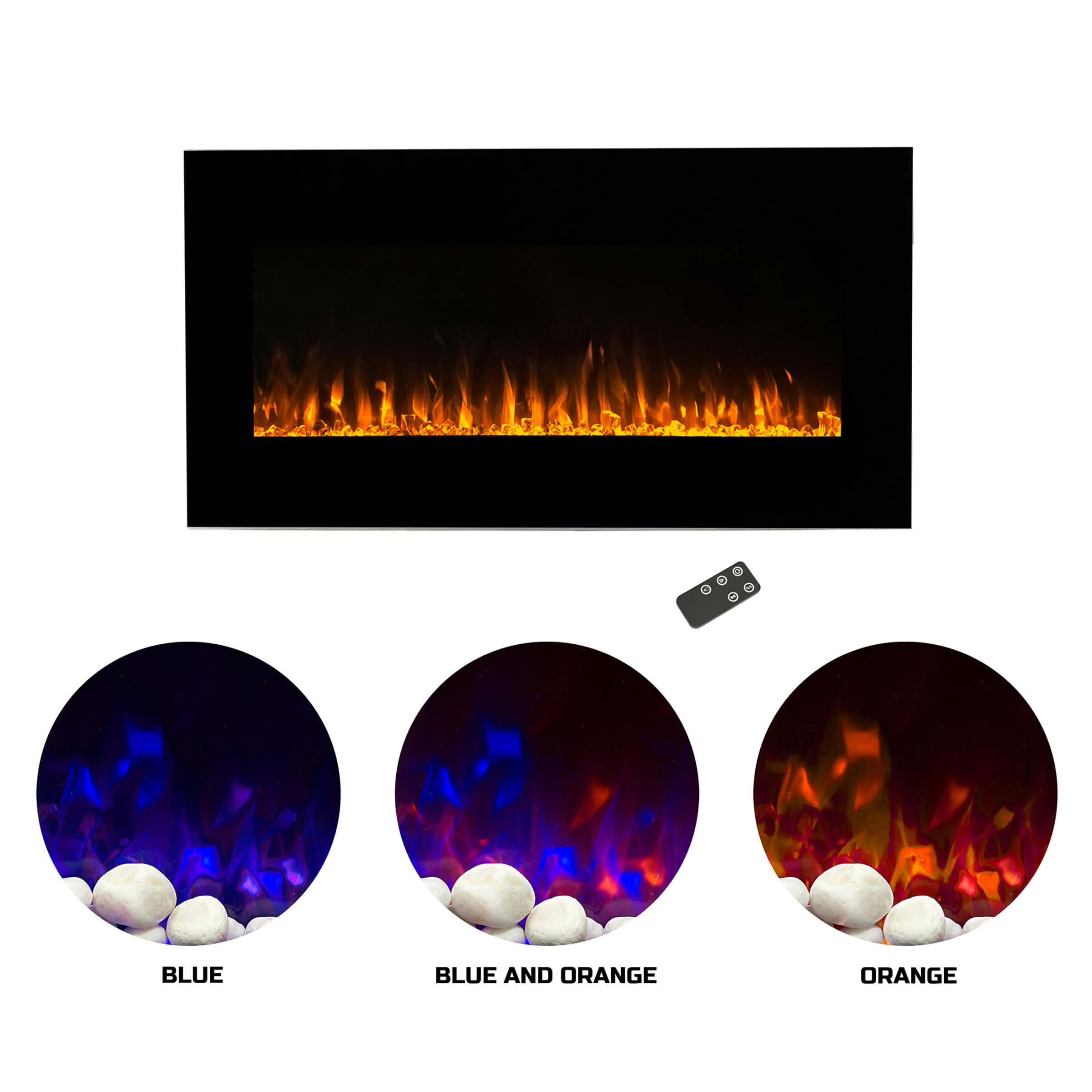 Hastings Home 42" Black Electric LED Fireplace