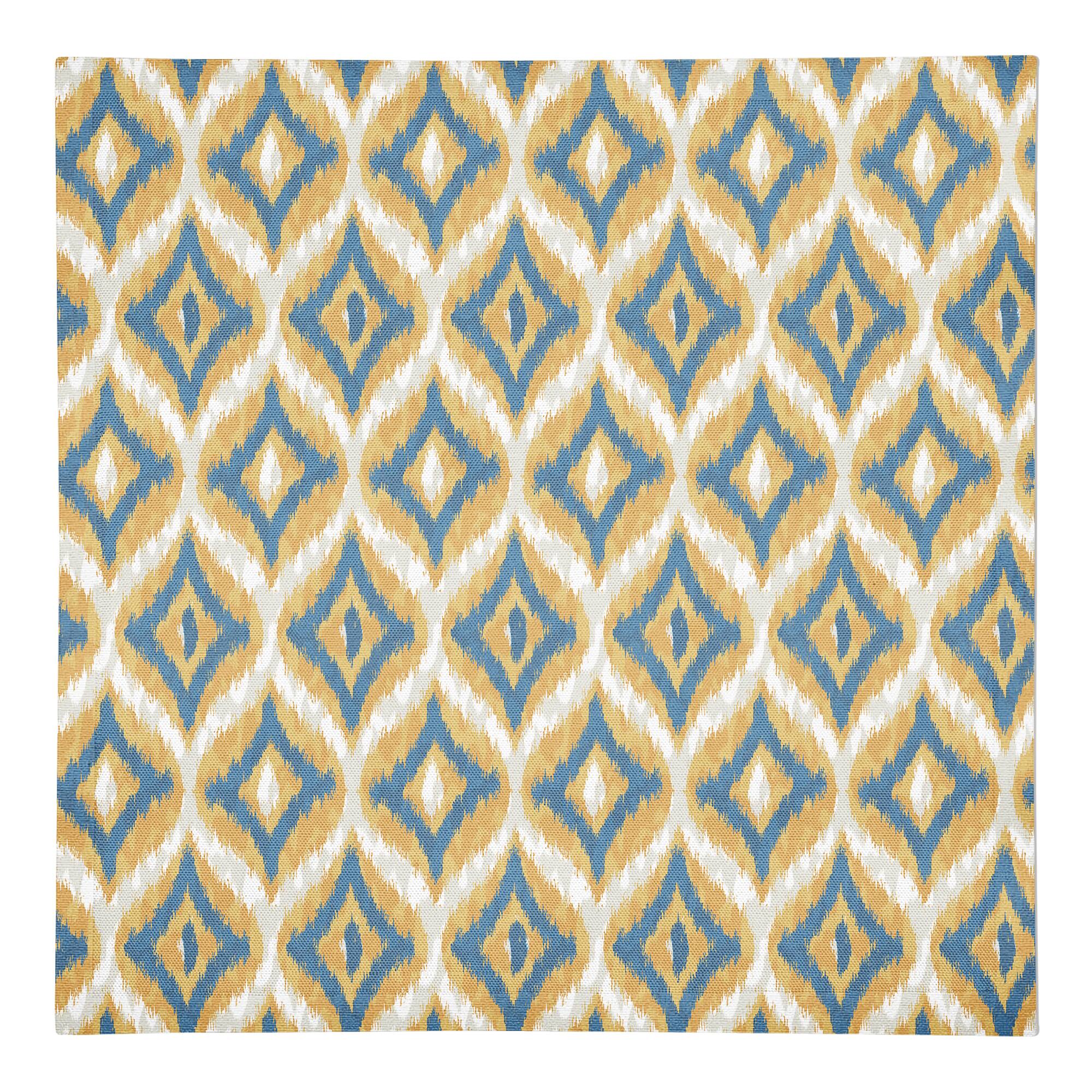 Blue and Yellow Ikat 10" x 10" Cotton Twill Napkin