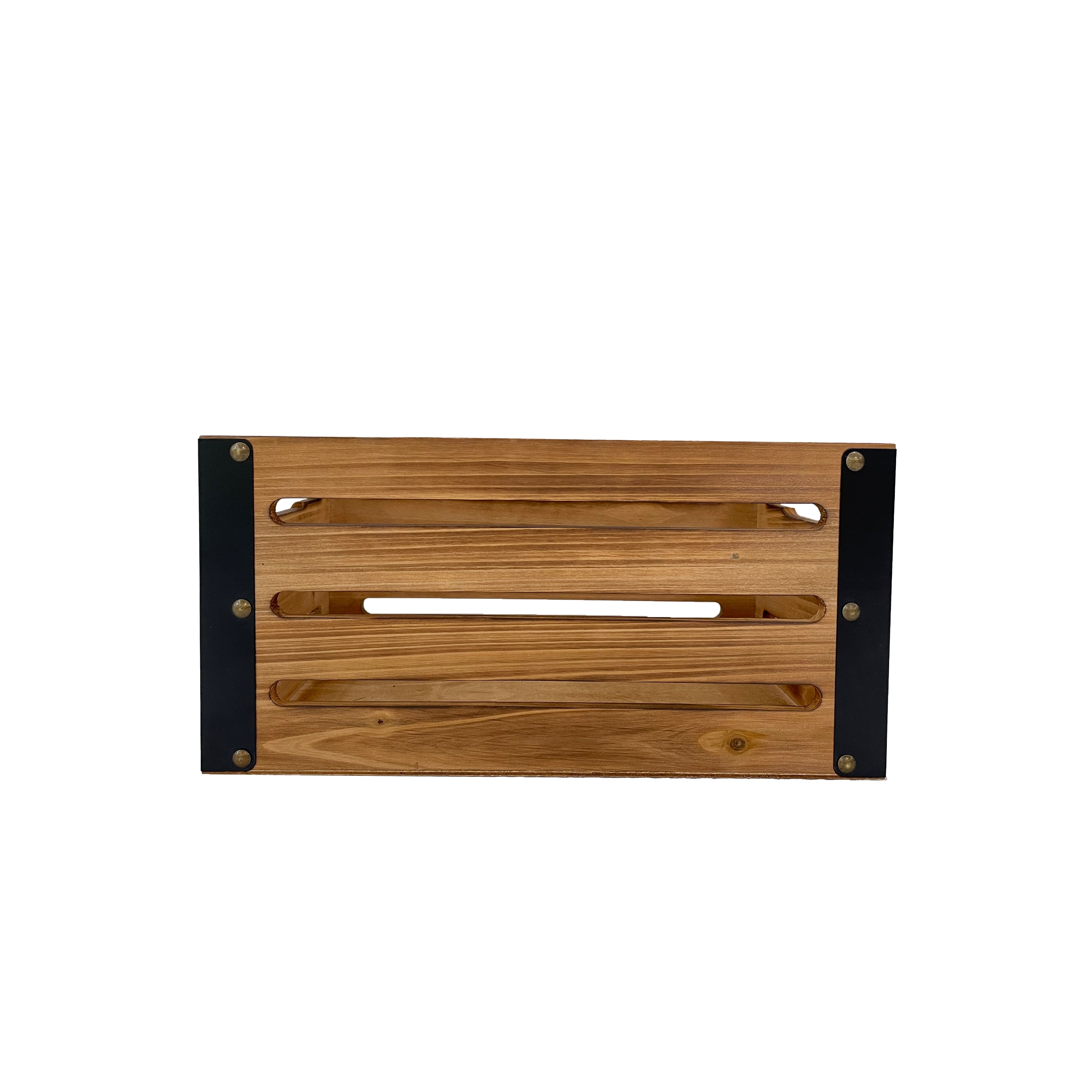 12.5" Natural Brown Wood & Metal Crate by Ashland®