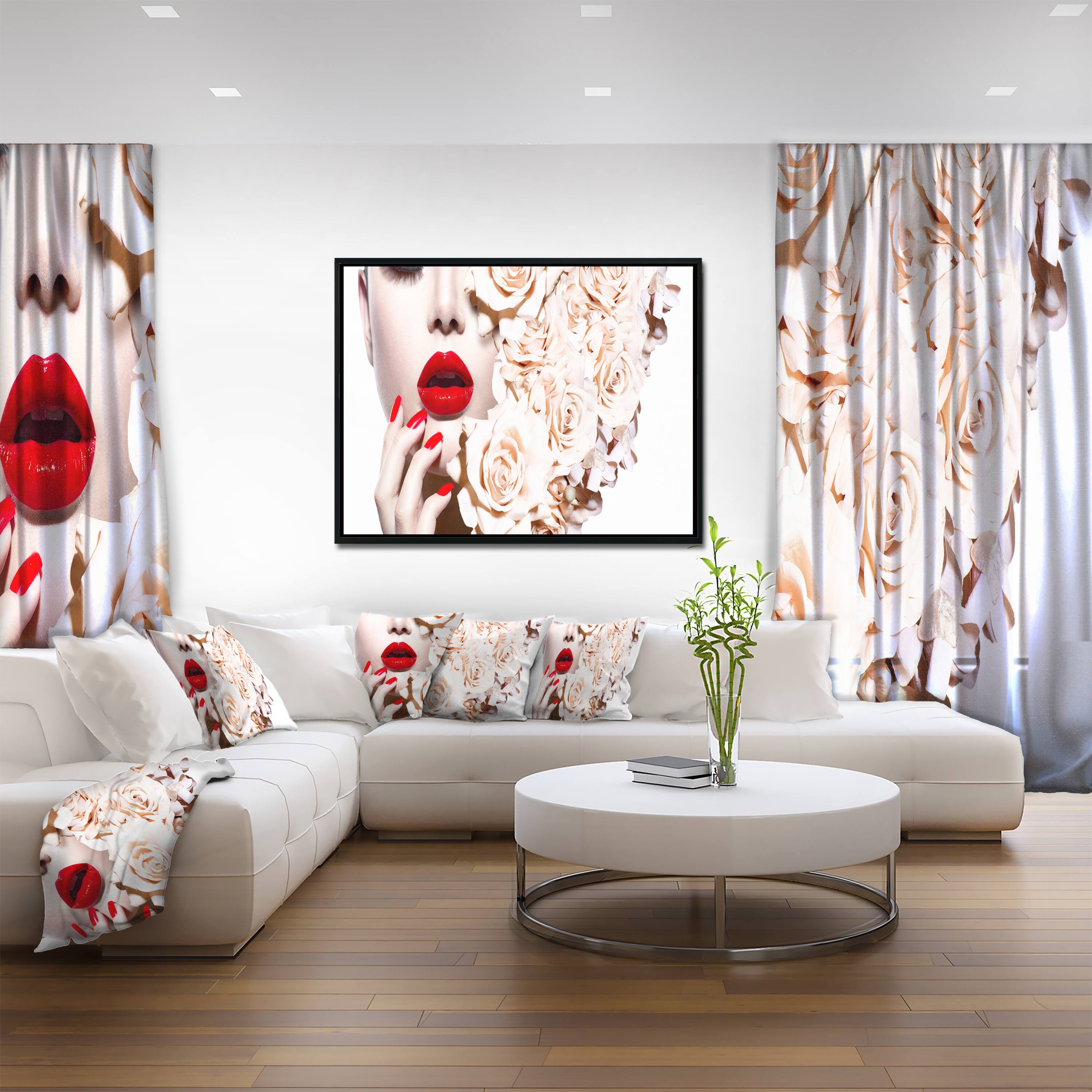 Designart - Woman's Fashion and Floral Design - Sensual Canvas Art Print in Black Frame