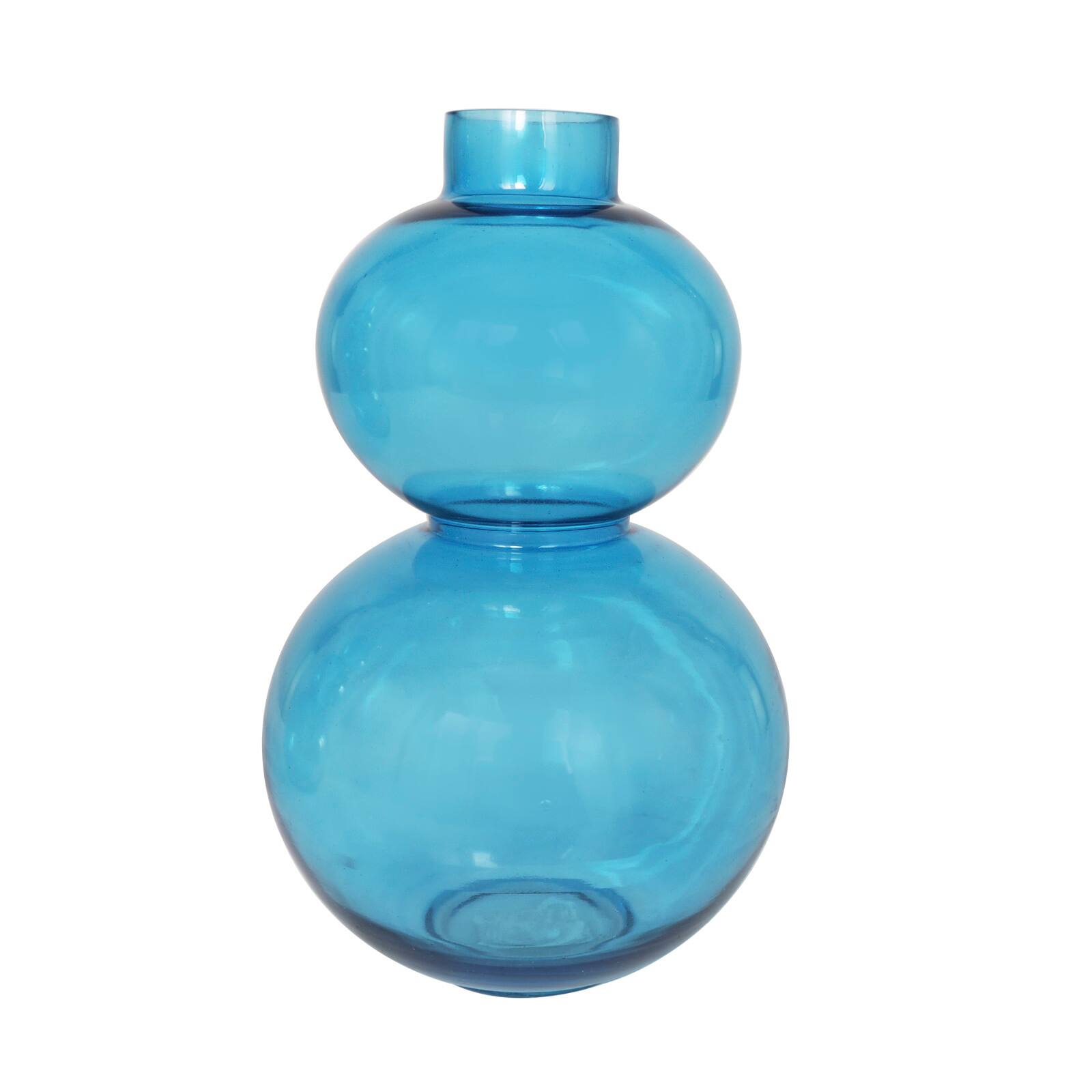 Blue Round Bubble Glass Vase Set