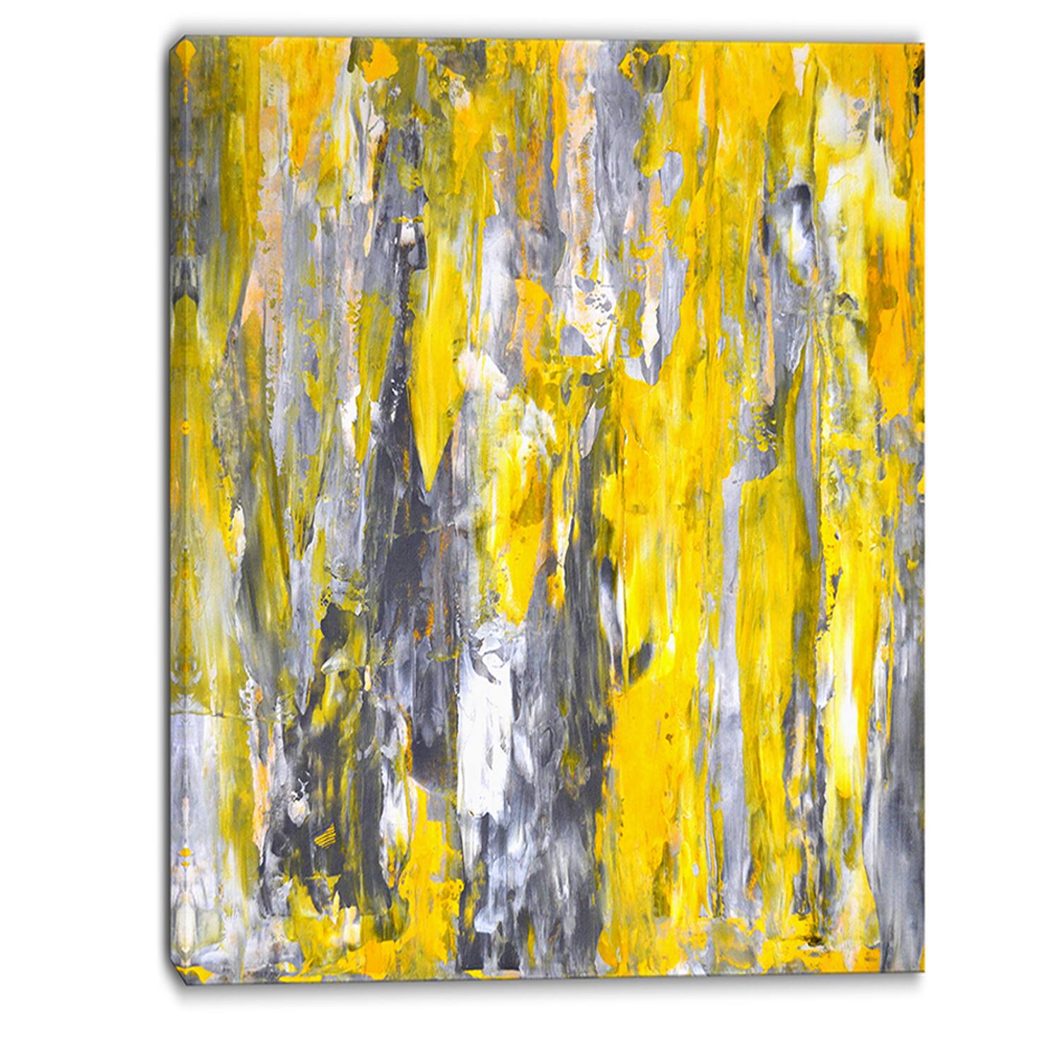 Designart - Grey and Yellow Abstract Pattern - Abstract Canvas Print