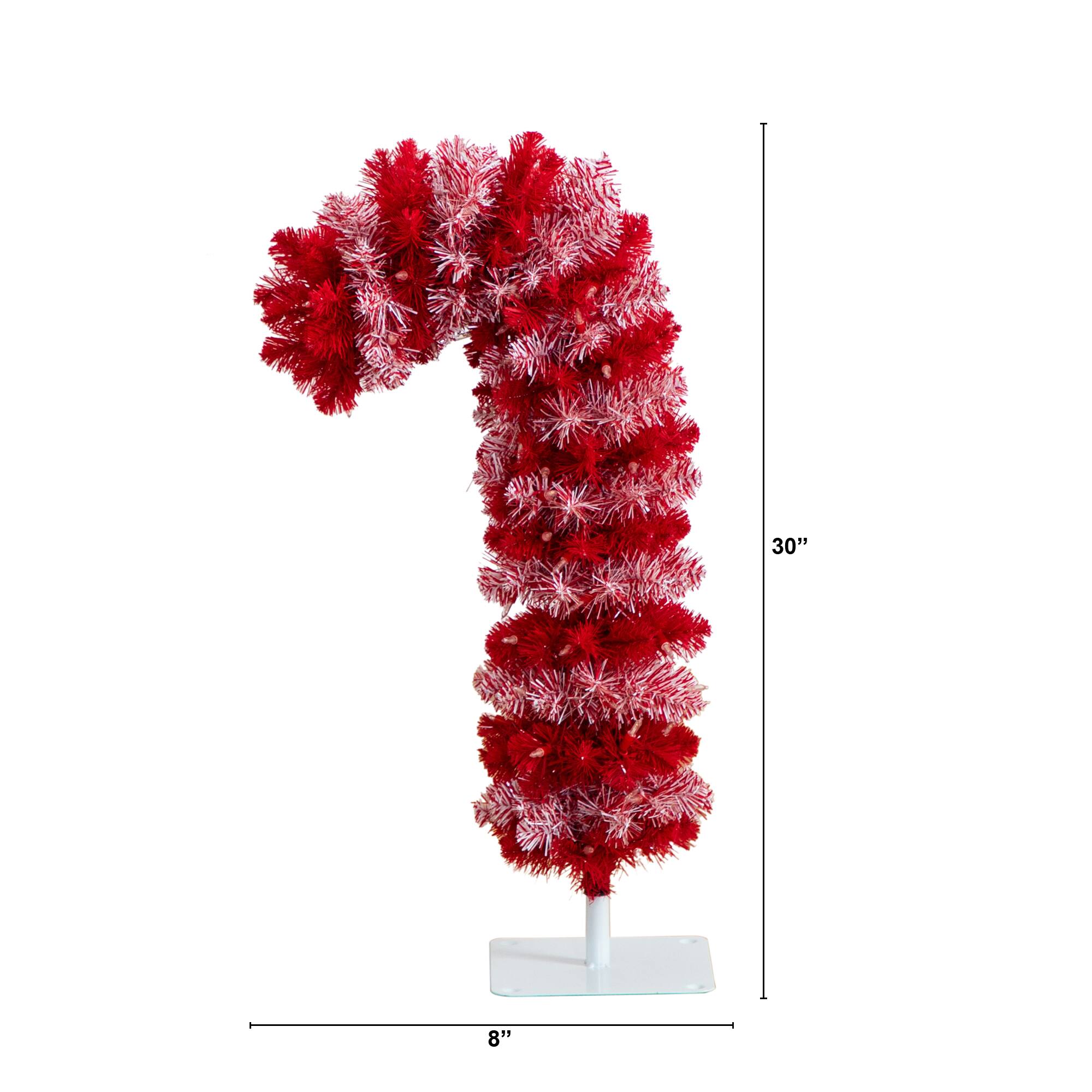 2.5ft. Pre-Lit Red Candy Cane Artificial Christmas Tree, Clear Micro LED Lights