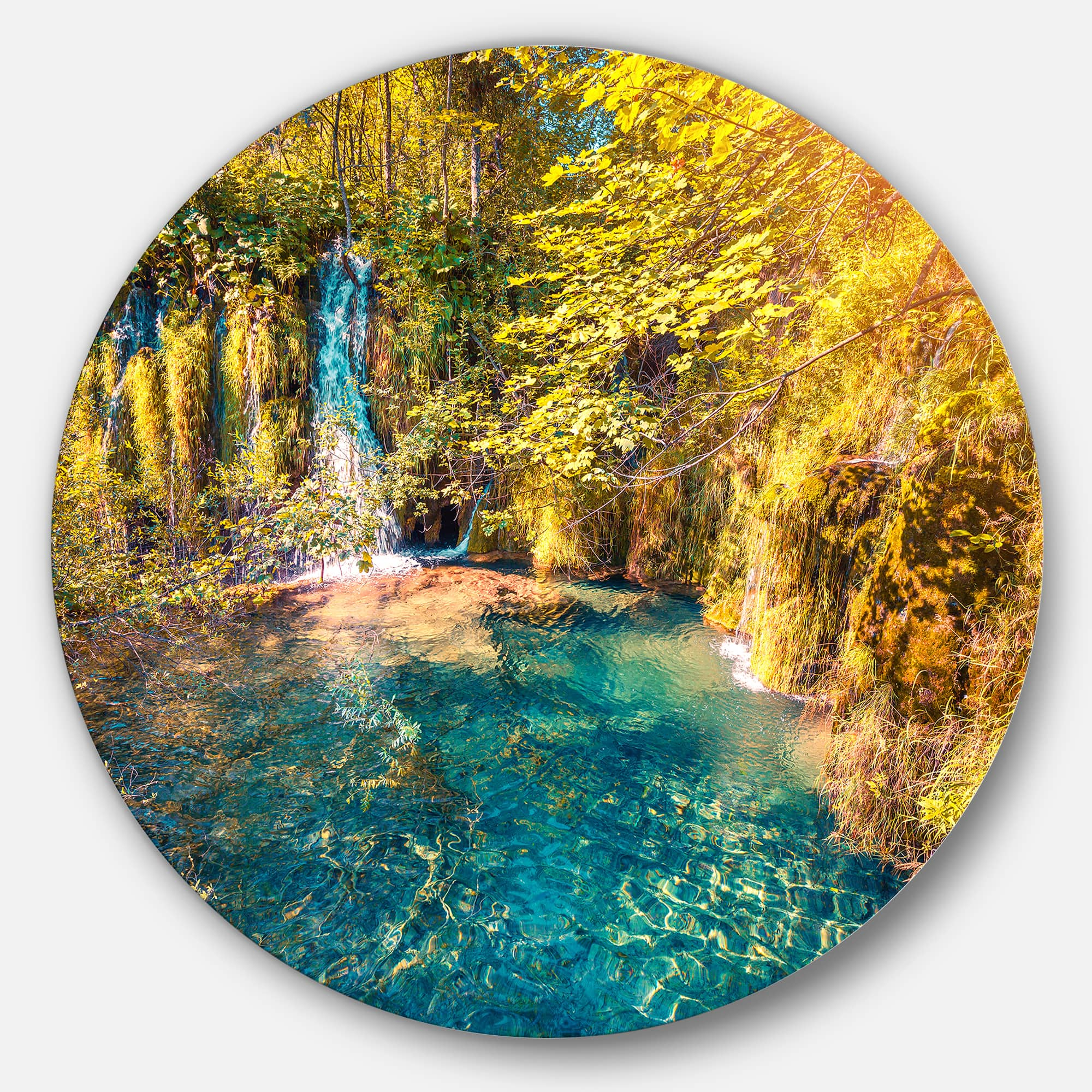 Designart - Plitvice Lakes National Park&#x27; Large Landscape Metal Circle Wall Art