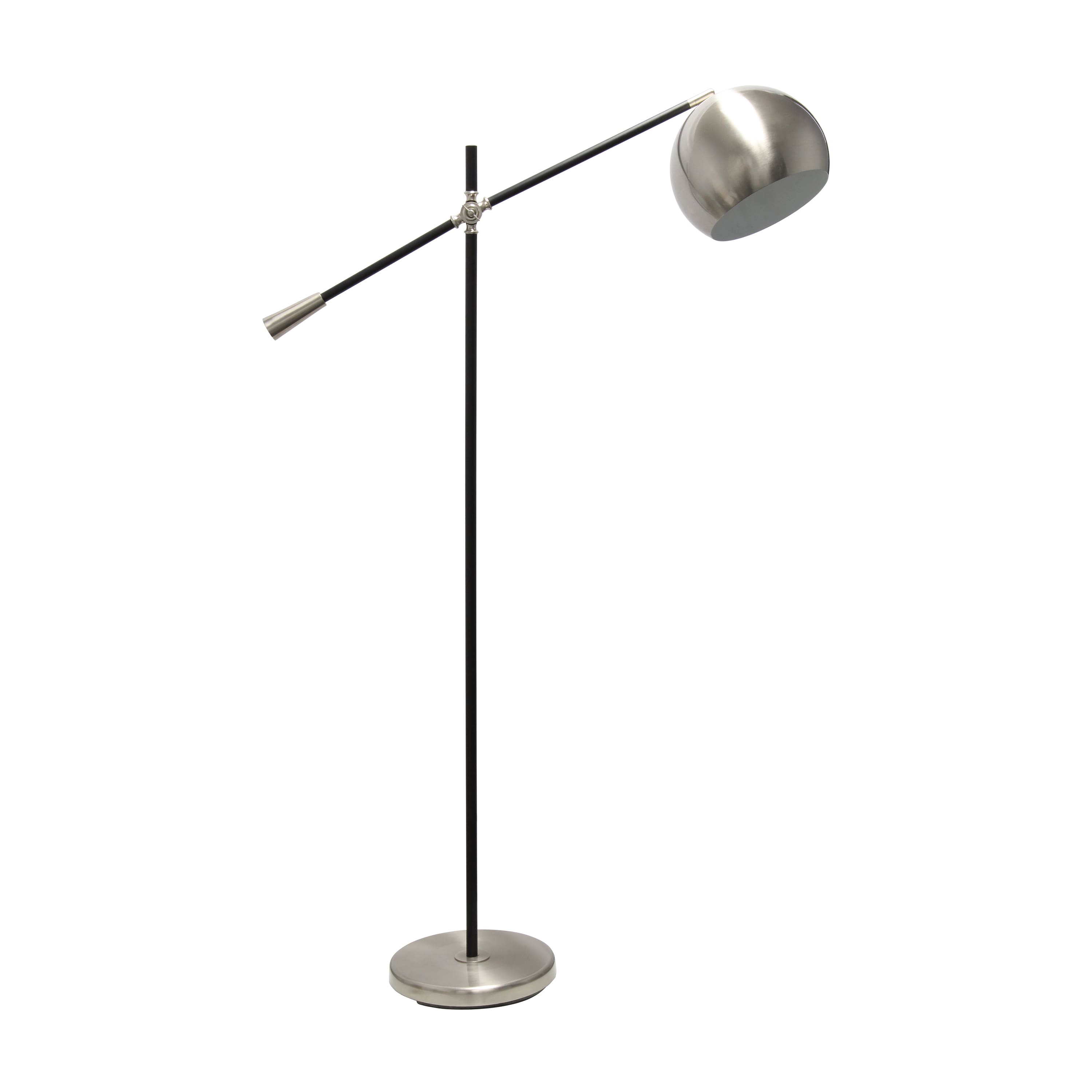 Lalia Home Black Matte Swivel Floor Lamp with Inner White Dome Shade