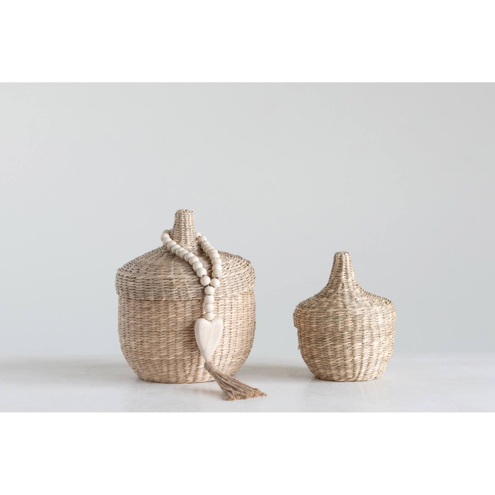 Handwoven Seagrass Baskets with Lids Set Michaels