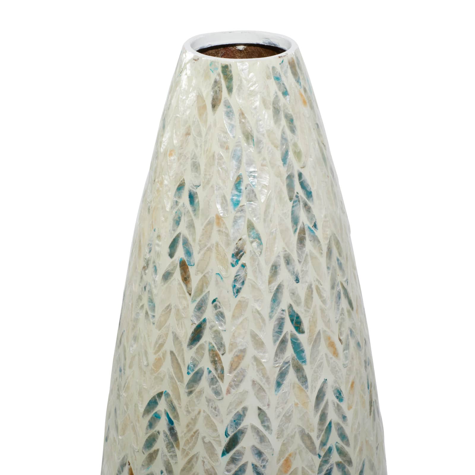 34&#x22; White Bamboo Coastal Vase