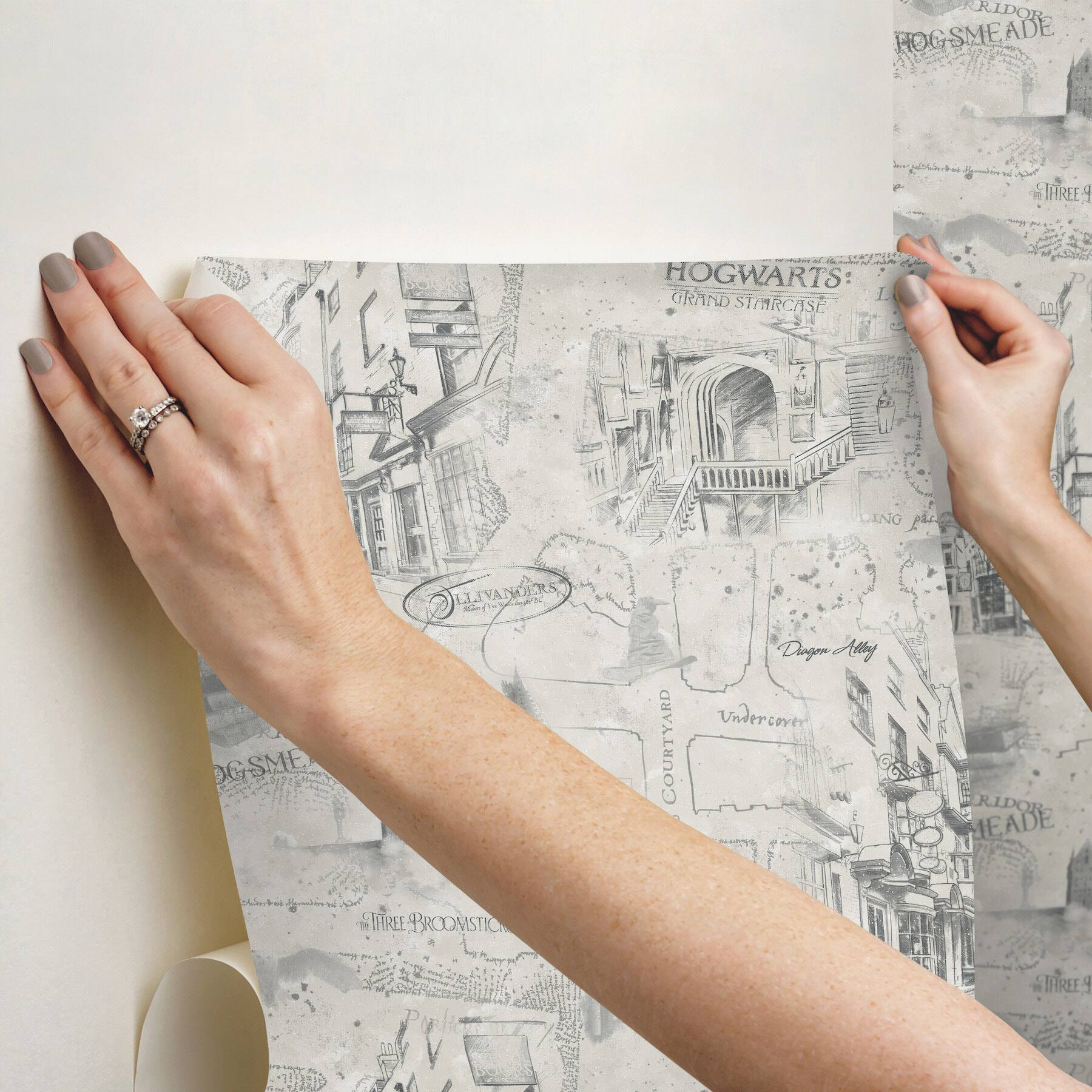 RoomMates Taupe Harry Potter Map Peel & Stick Wallpaper