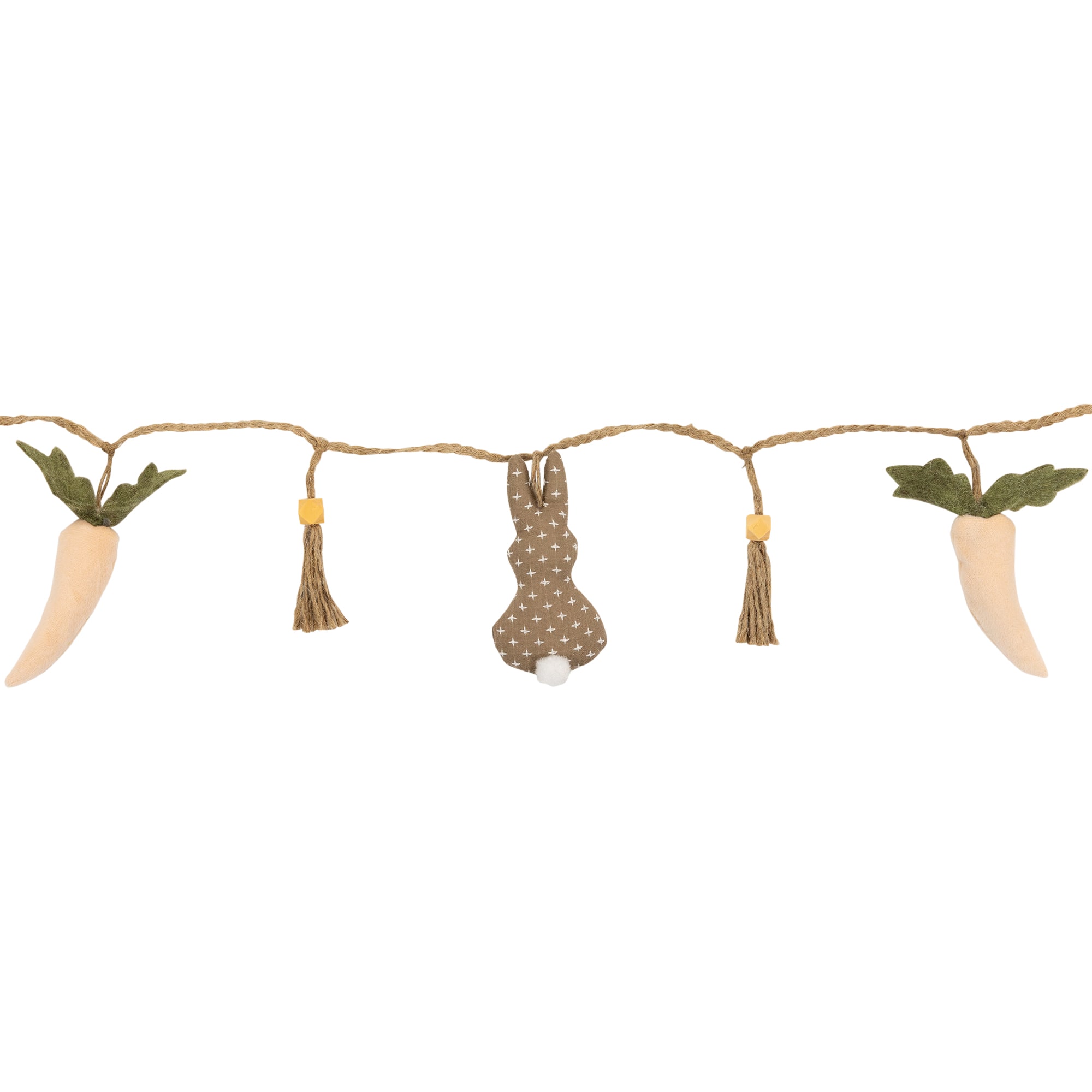 4ft. Beige &#x26; White Carrot &#x26; Plush Easter Bunny Garland