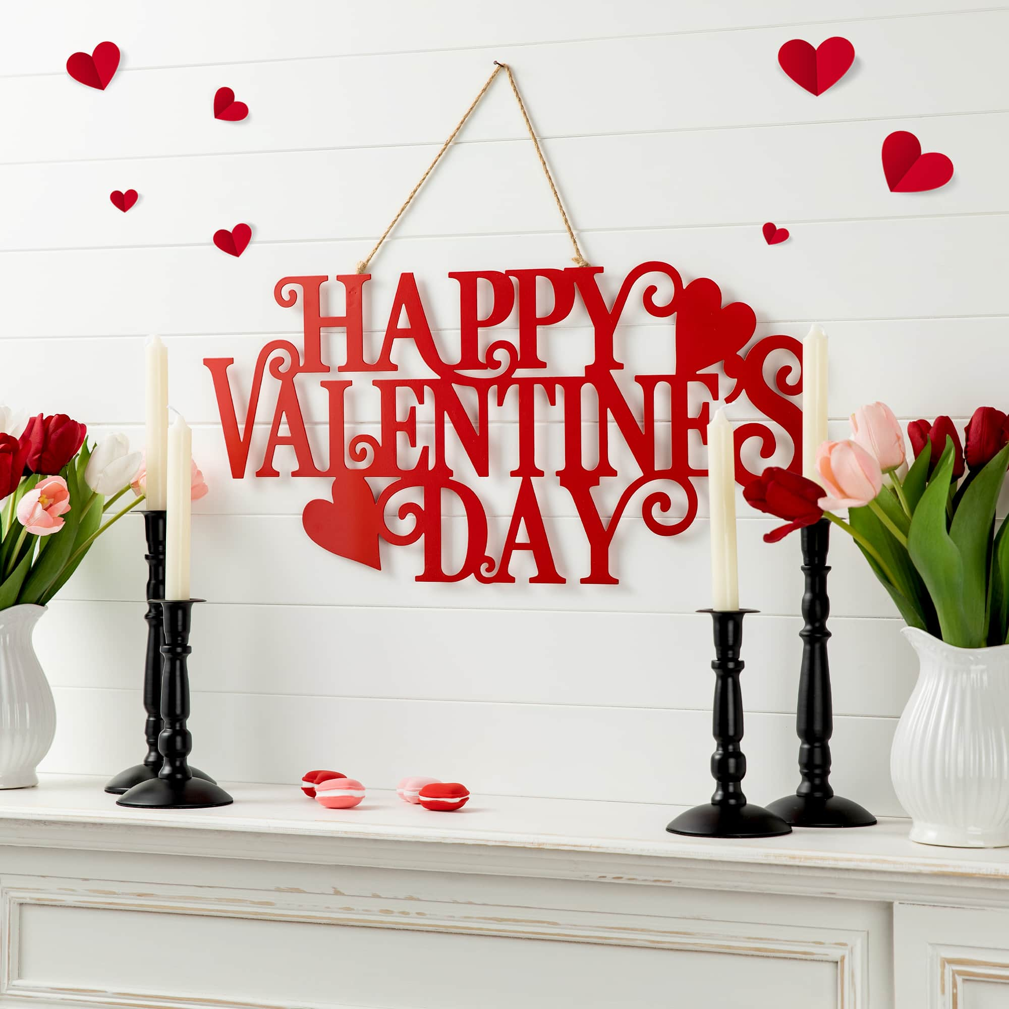 Glitzhome&#xAE; 24&#x22; Metal &#x22;HAPPY VALENTINE&#x27;S DAY&#x22; Wall Decor